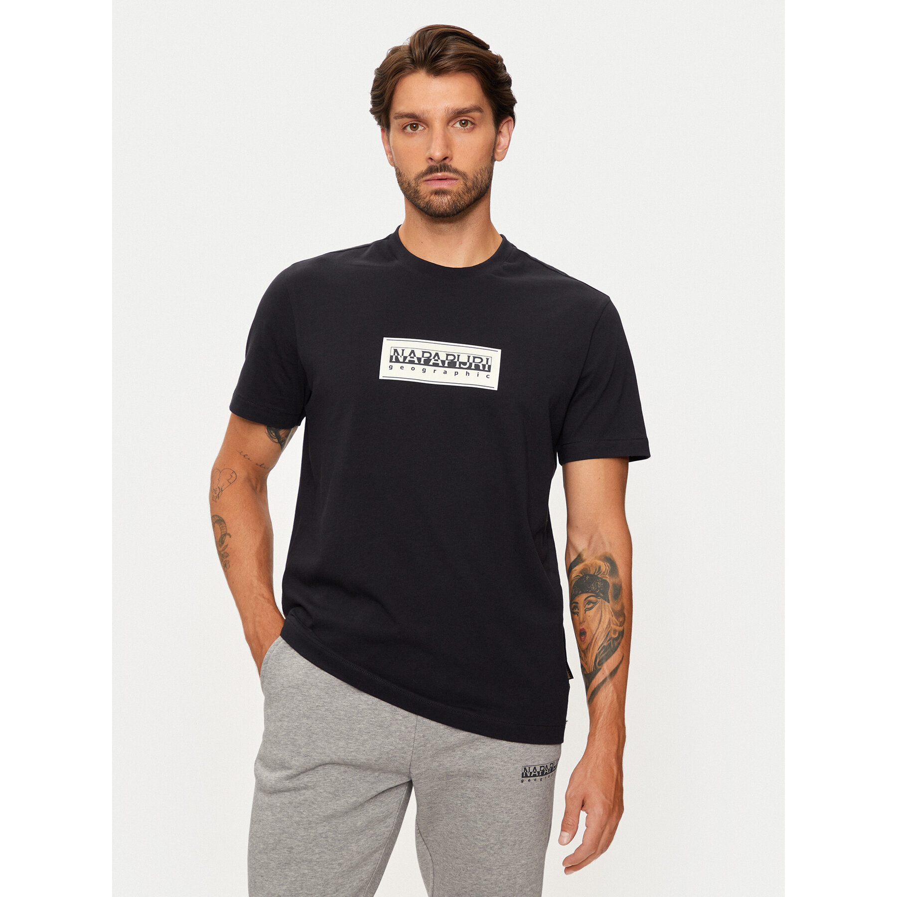 Napapijri T-Shirt S-box Logo NP0A4I3L Μαύρο Regular Fit