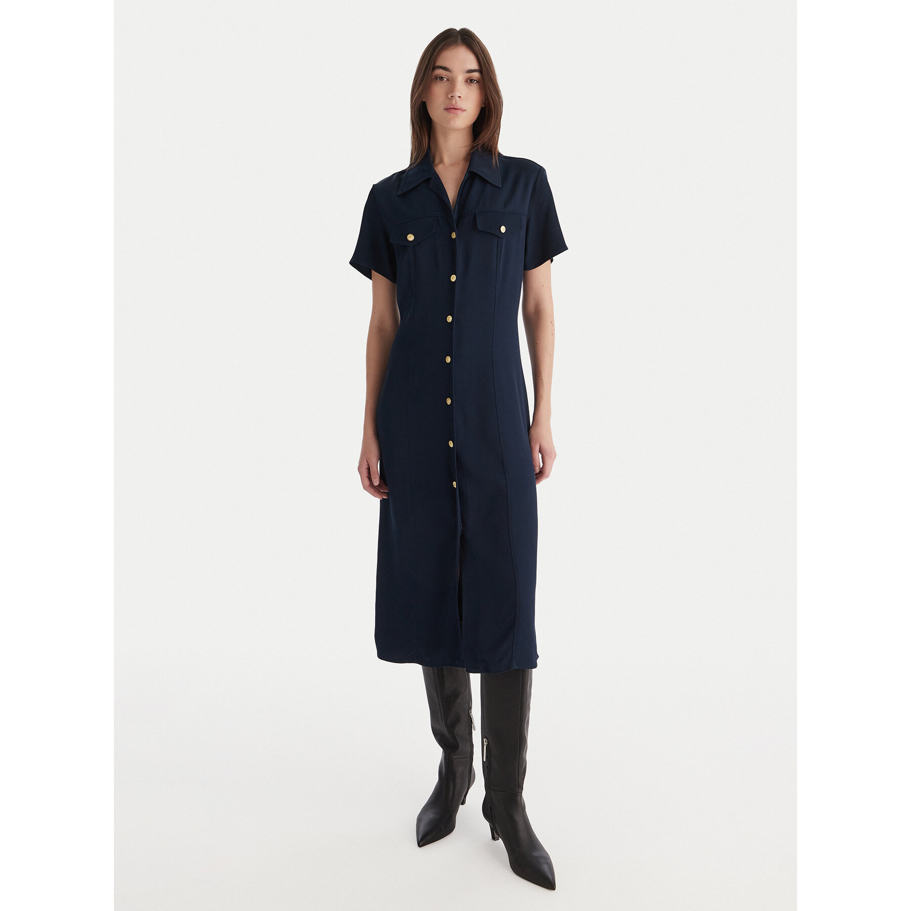 Tommy Hilfiger Hemdkleid WW0WW45802 Dunkelblau Regular Fit