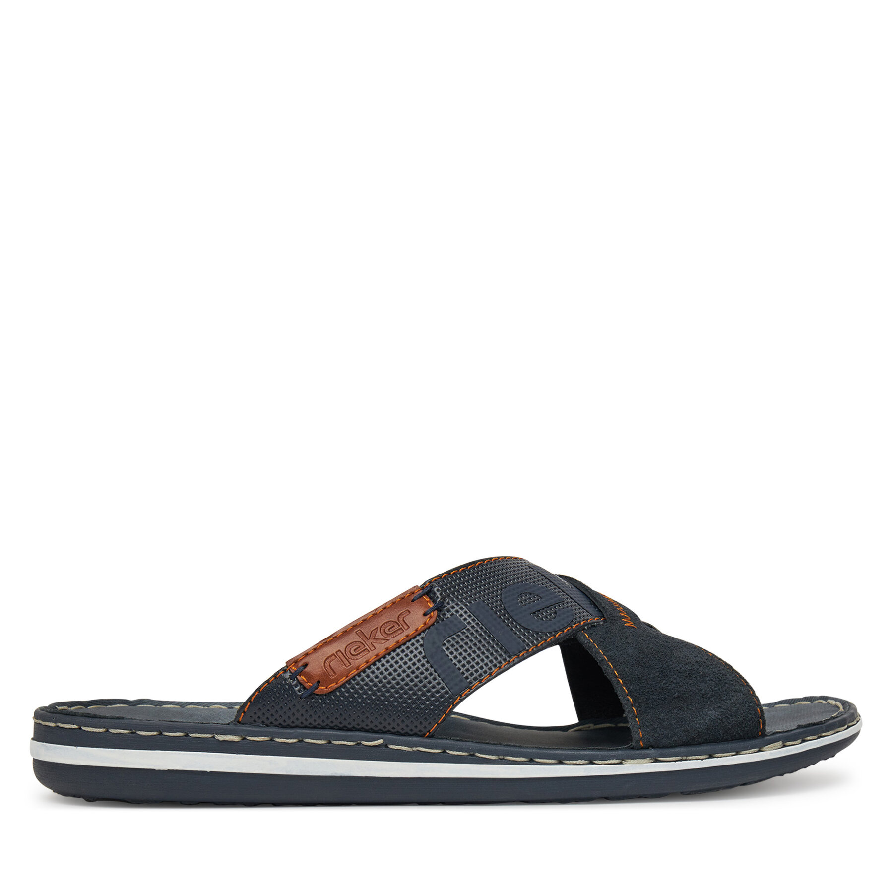 Herren Pantoletten Rieker, Schuhgröße 44, Dunkelblau, 21098-14