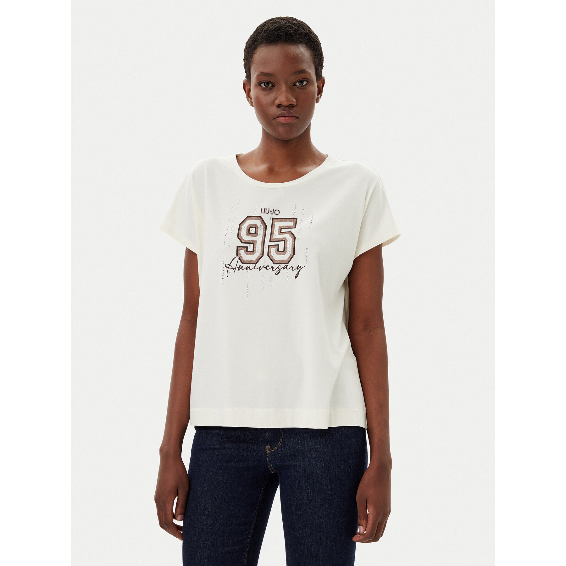 Liu Jo Sport Liu Jo Sport T-Shirt TA5268 JS005 Εκρού Regular Fit