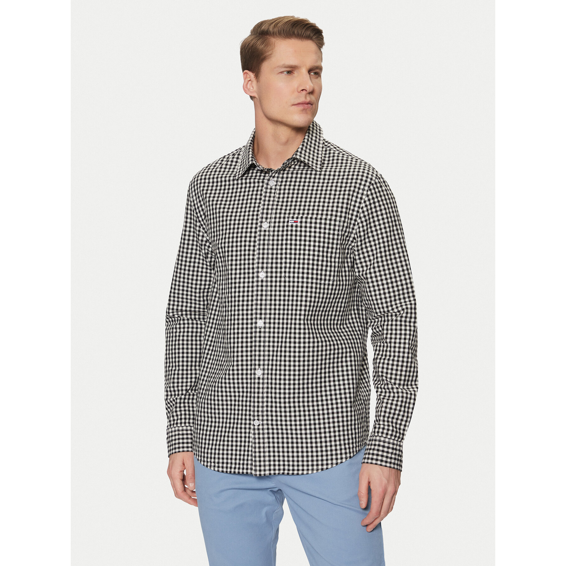 Tommy Jeans Hemd Poplin Check DM0DM21115 Schwarz Regular Fit