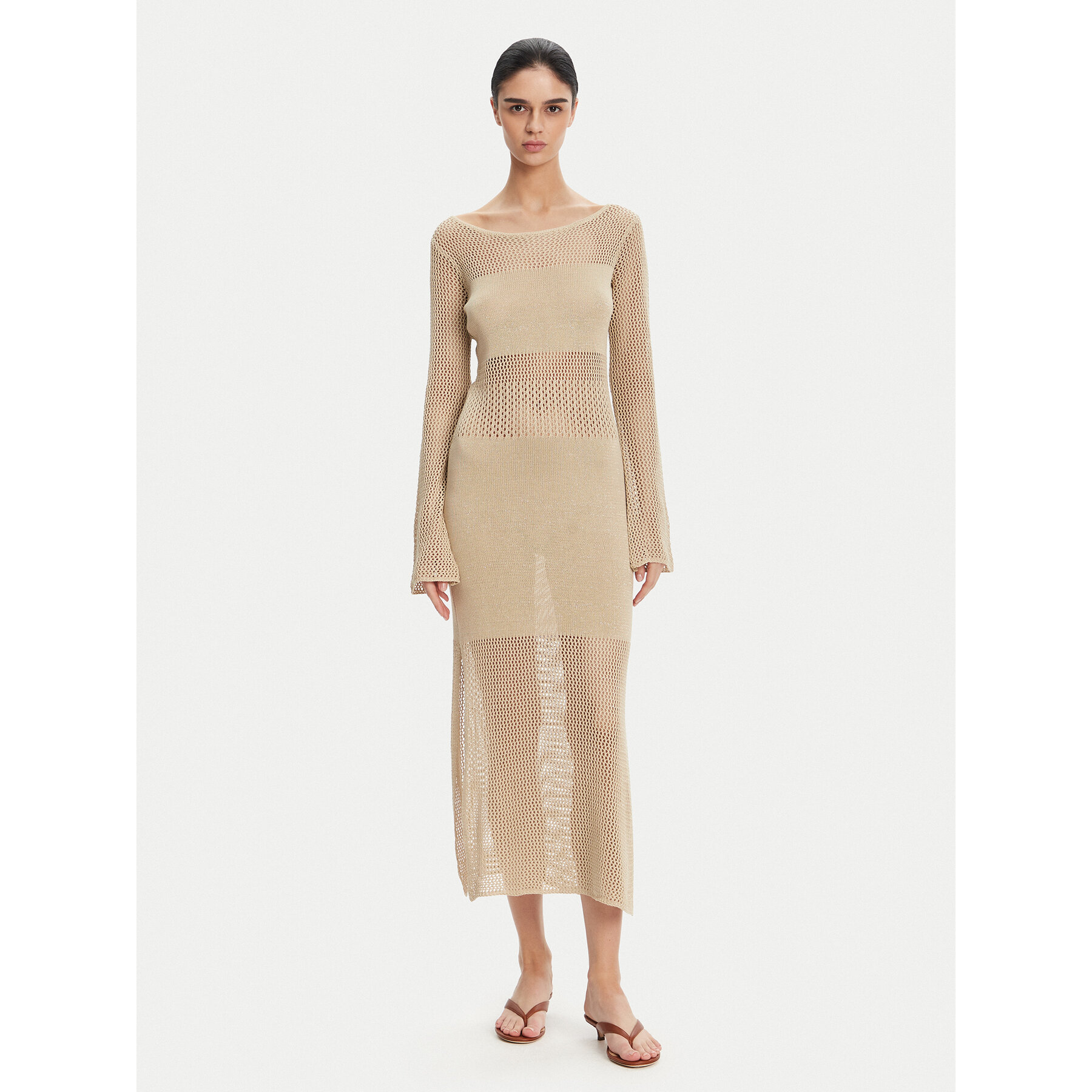 Fracomina Strickkleid FS25SD5004K514O7 Beige Slim Fit
