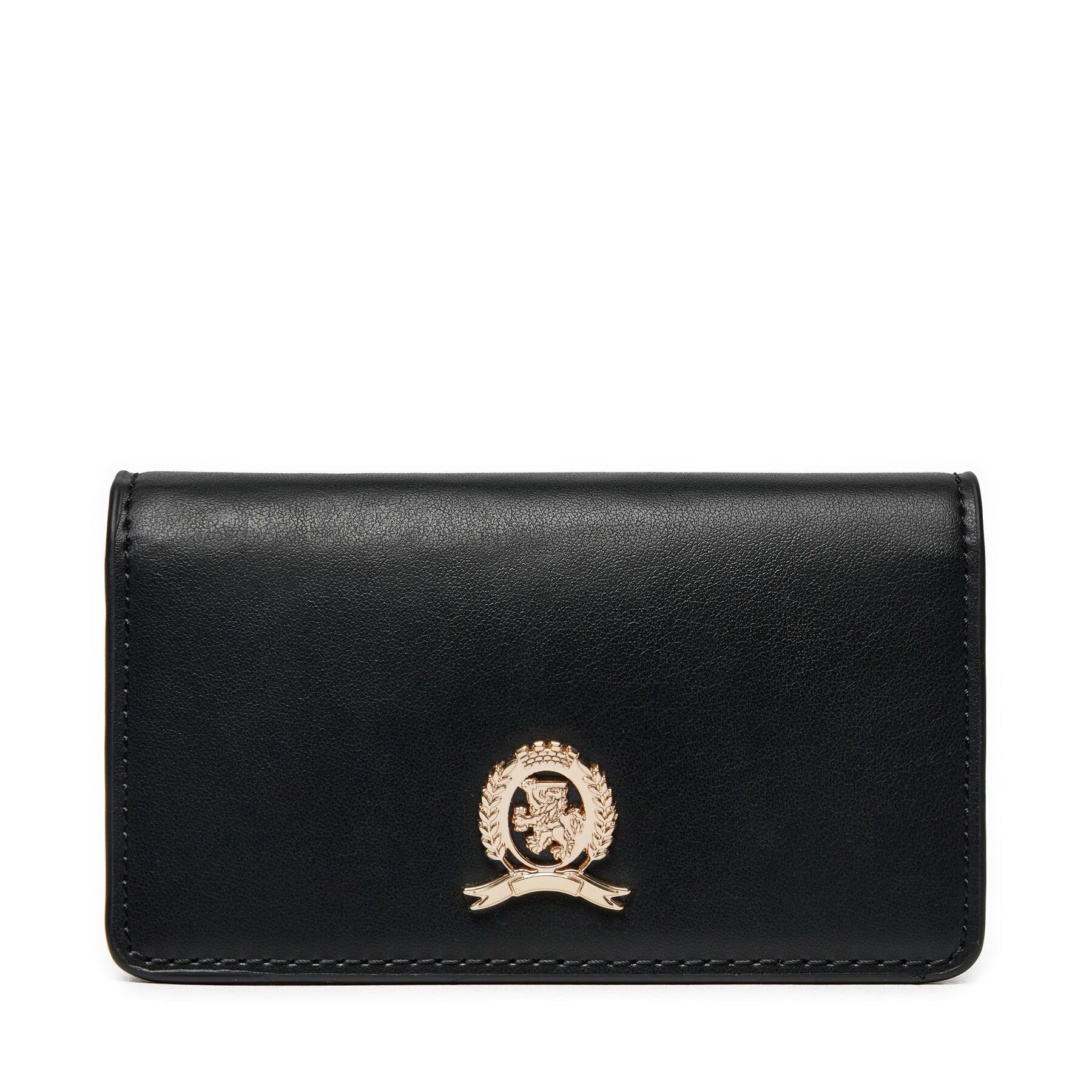 Pénztárca Tommy Hilfiger Luxe Leather Med Flap AW0AW16576 Fekete