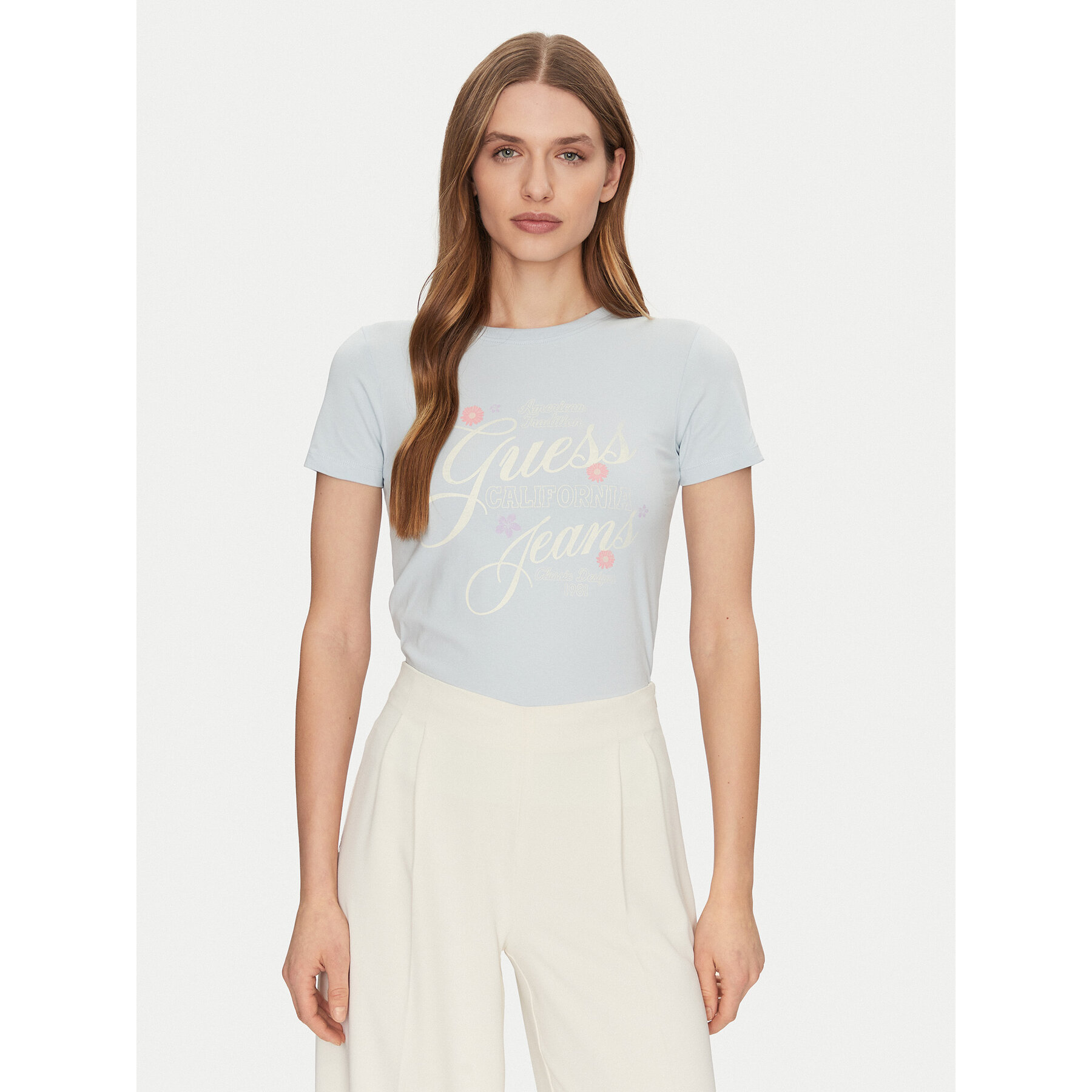 Guess Jeans Póló W5GI24 J1314 Kék Regular Fit