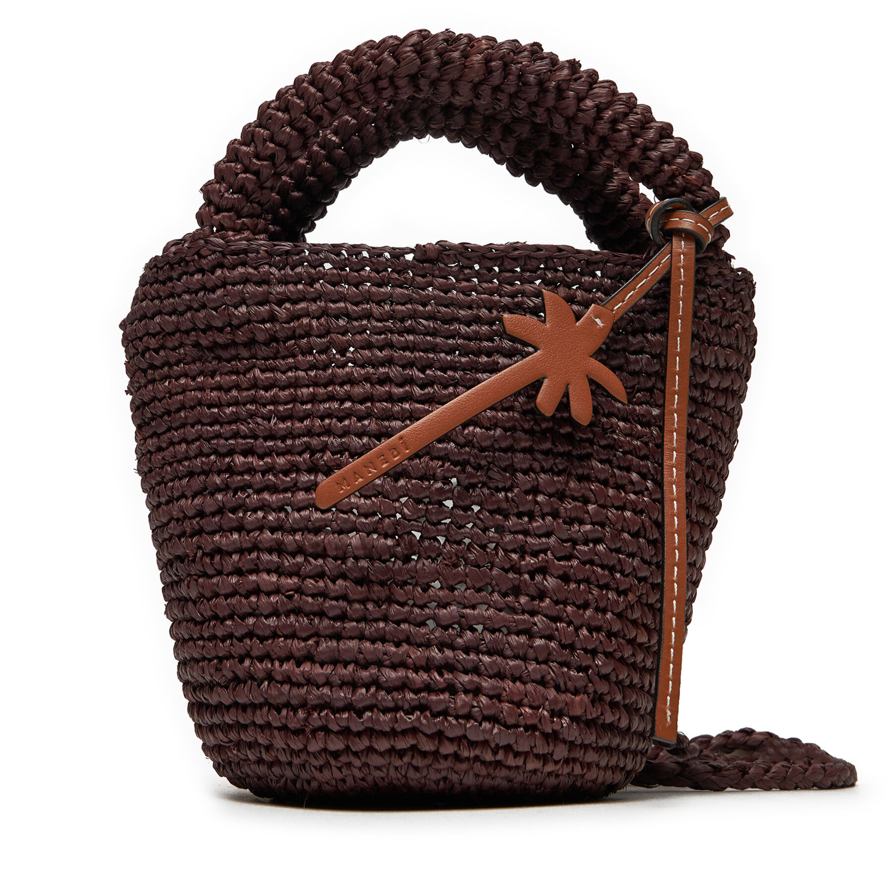 Bolso Manebi Handcrafted Raffia Summer Bag Mini V 7.4 AM Marrón