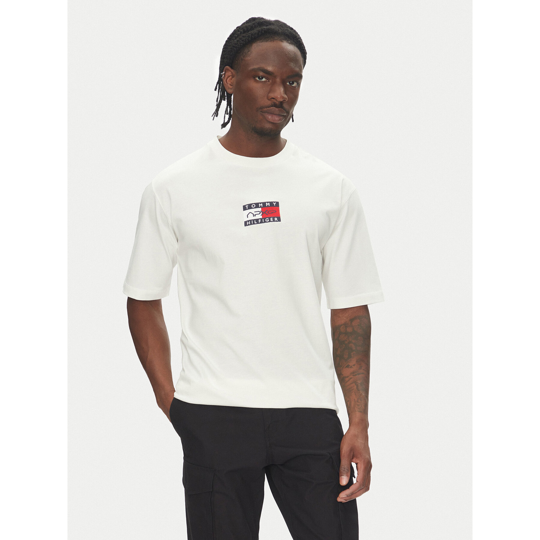 Tommy Hilfiger Majica F1 Movie MW0MW41391 Bela Regular Fit