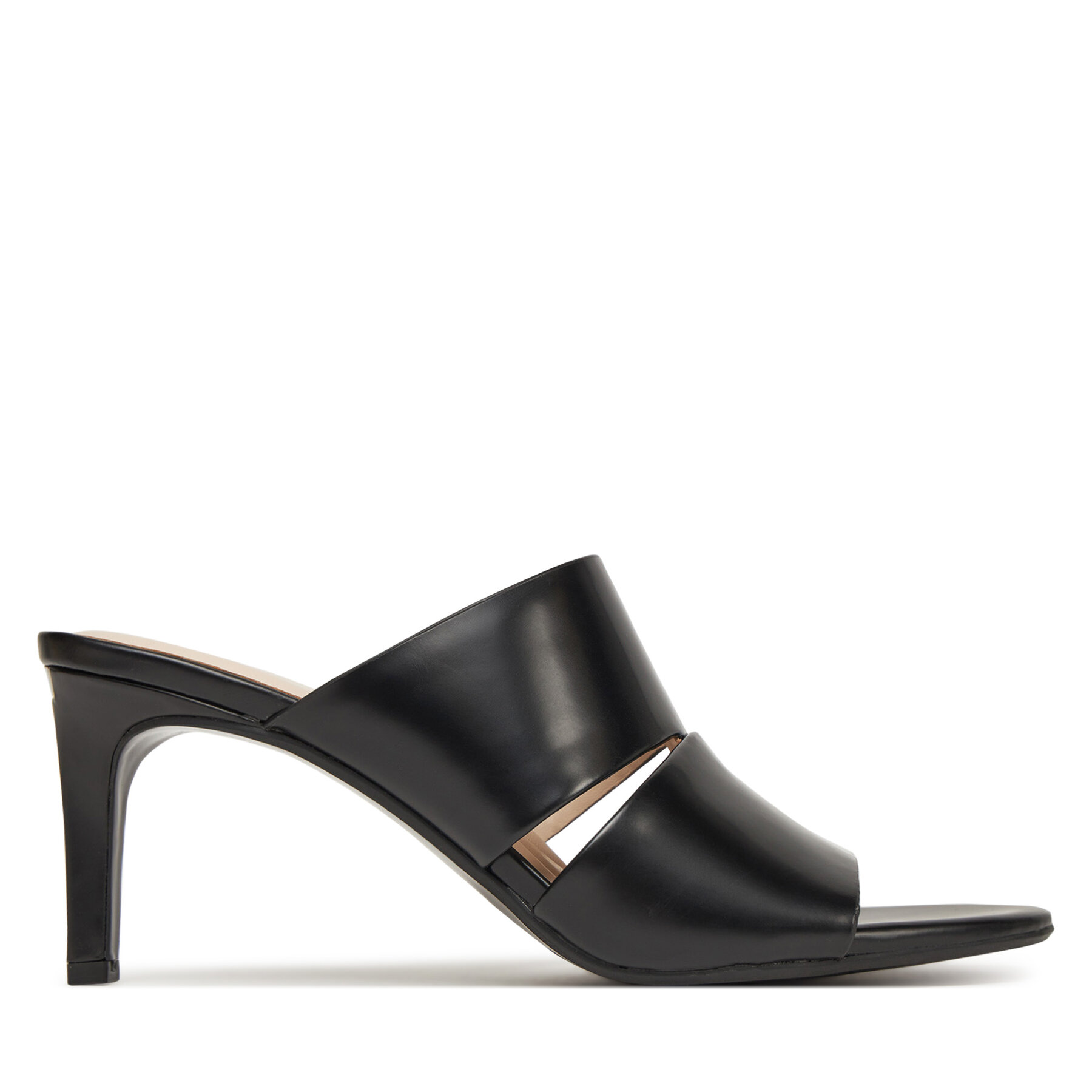 Natikače Calvin Klein Heel Mule 70 - Lth 2 Straps HW0HW02460 Crna