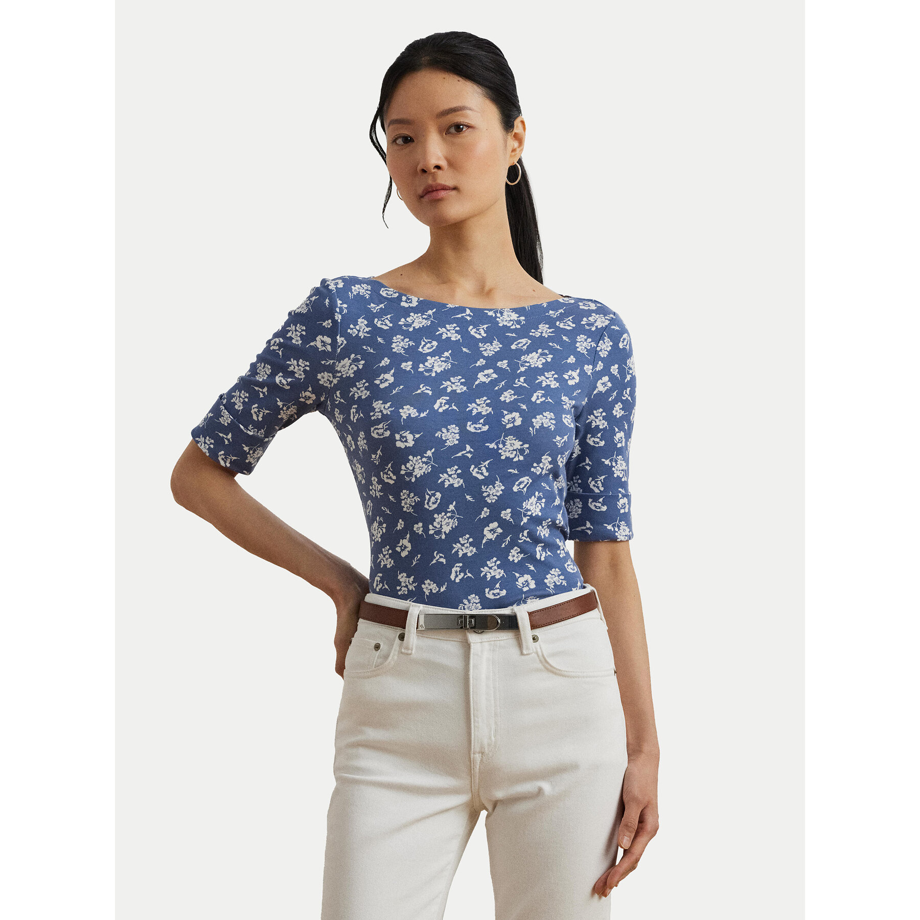 LAUREN RALPH LAUREN Bluse 200976991001 Blau Slim Fit