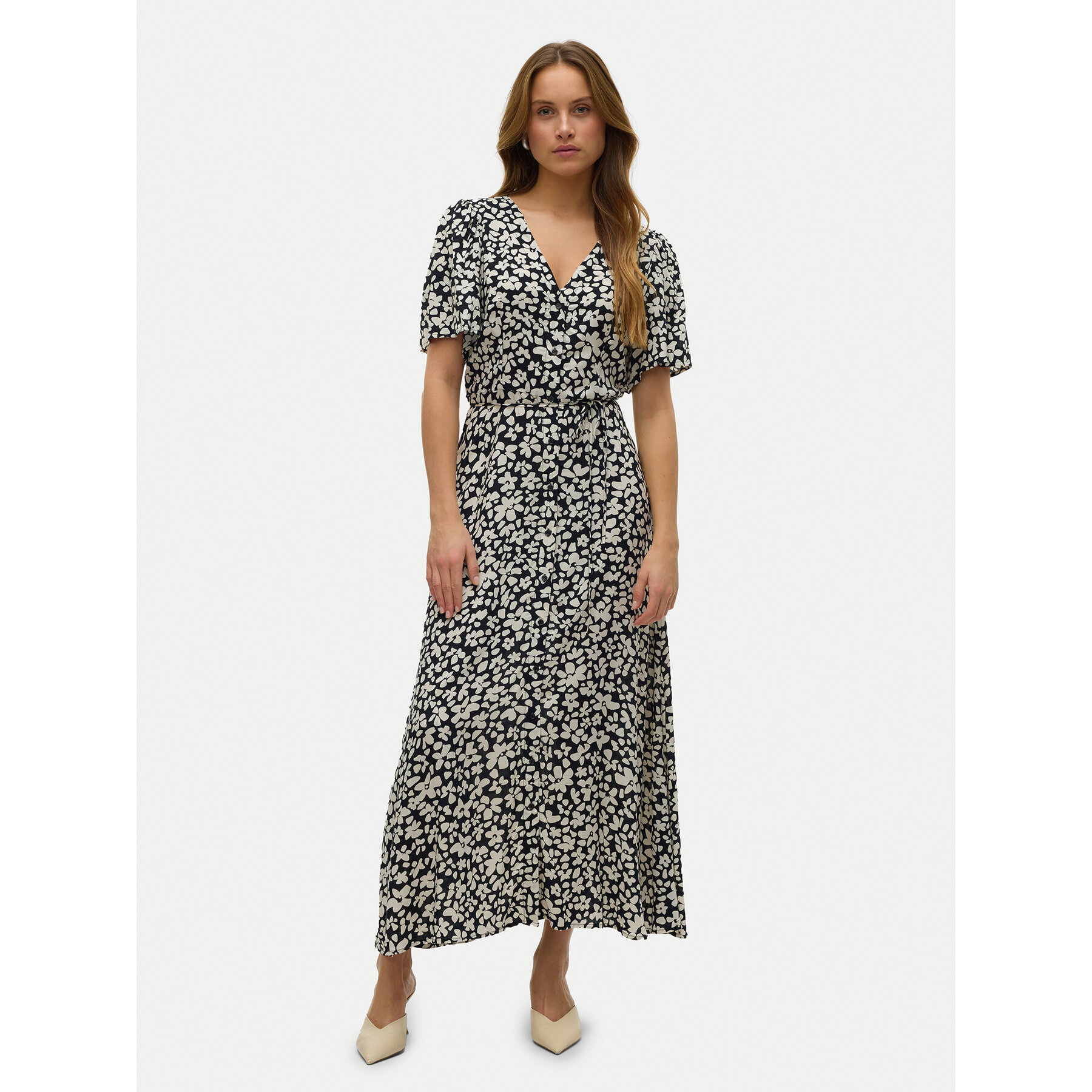 Vero Moda Sommerkleid Alba 10330301 Schwarz Regular Fit