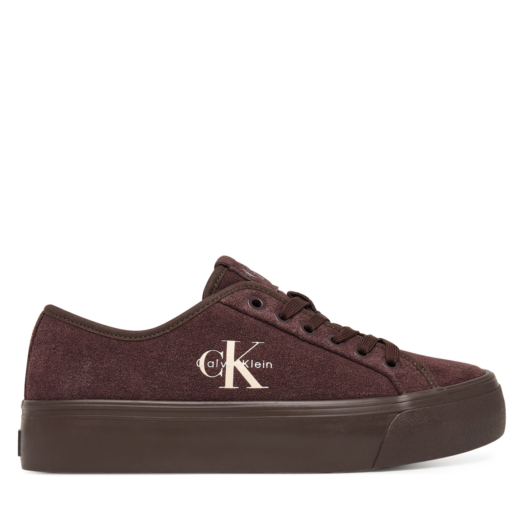 Tenis superge Calvin Klein Vulc Flatf Laceup Suede HW0HW03088 Bordo rdeča