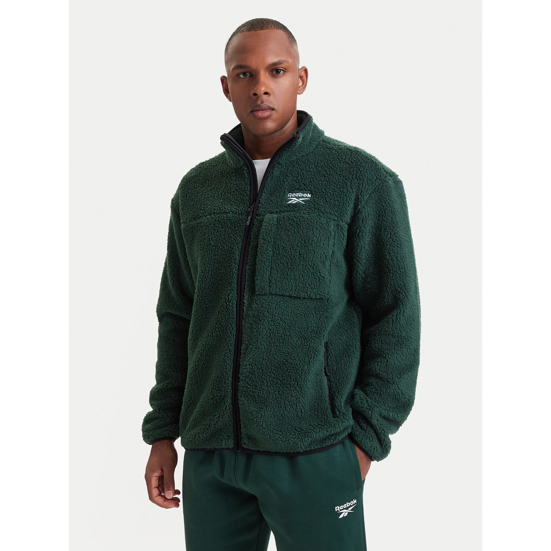 Reebok Fleecejacke RCC00108 Dunkelgrün Regular Fit