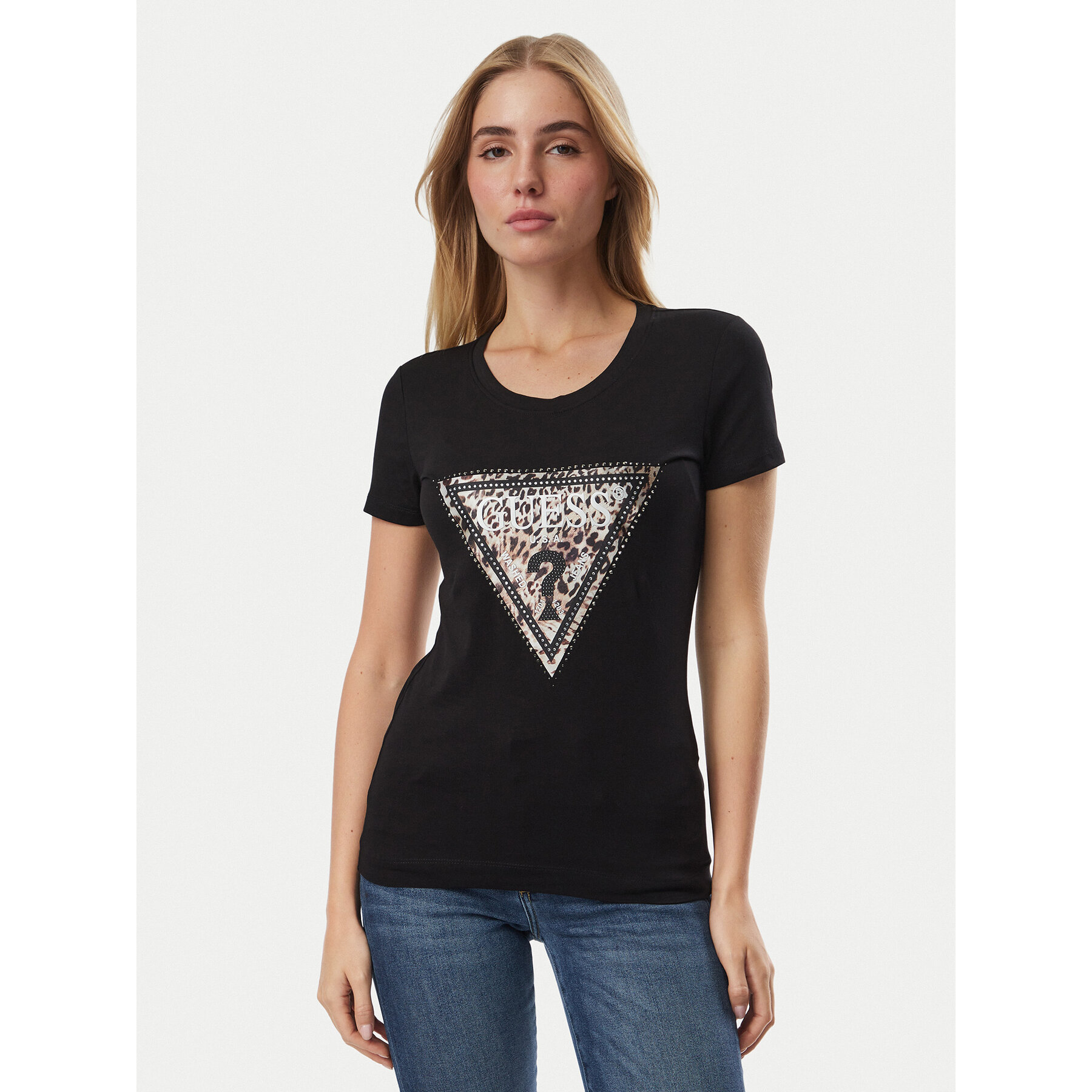 Guess T-Shirt W6BI26 K6047 Schwarz Regular Fit