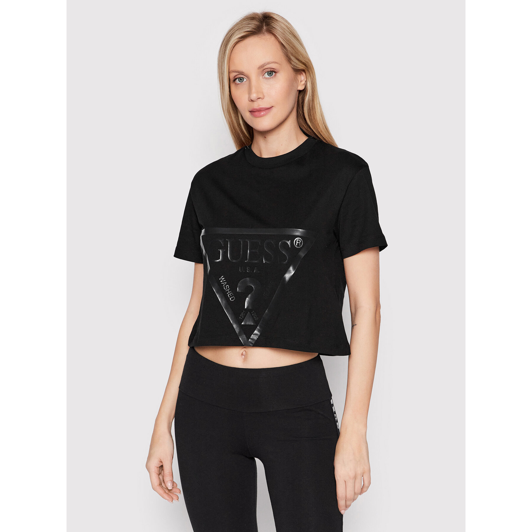 Guess Póló V2YI06 K8HM0 Fekete Regular Fit