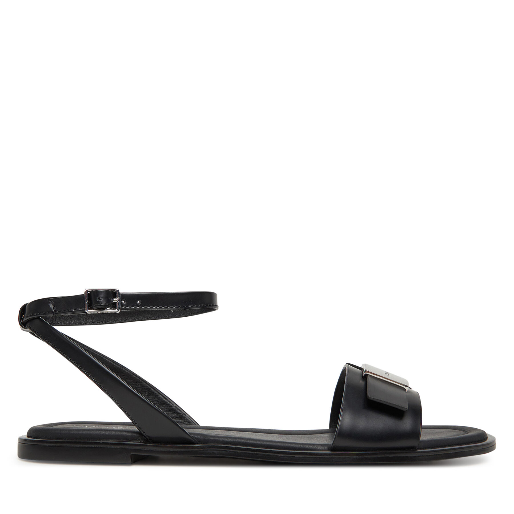 Dámske Sandále Calvin Klein, Rozmer: 36, Čierna, Flat Sandal W/Ck Hw - Lth HW0HW02367