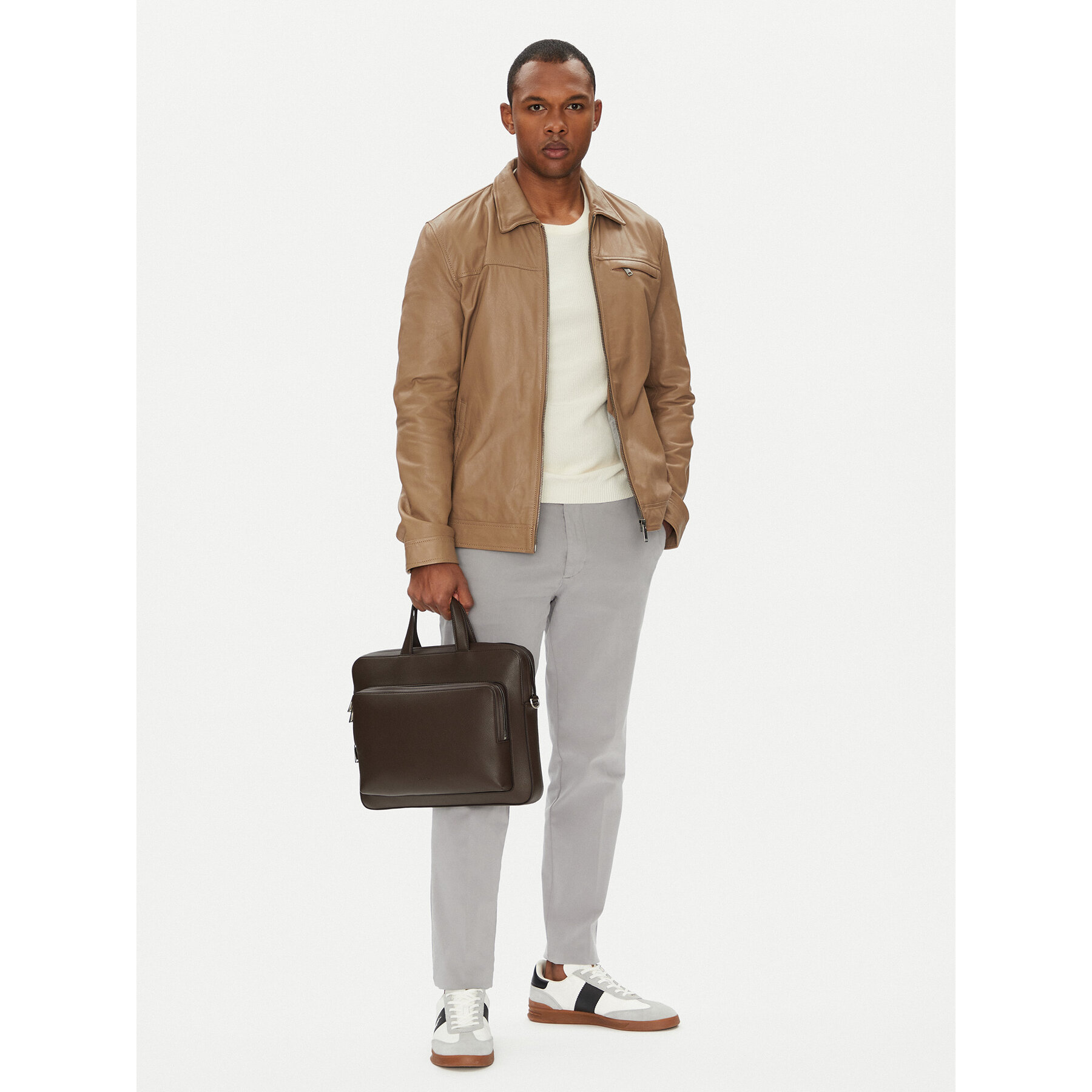Torba za laptop Calvin Klein Micro Pebble Slim Briefcase 36 LV04D3012G Smeđa