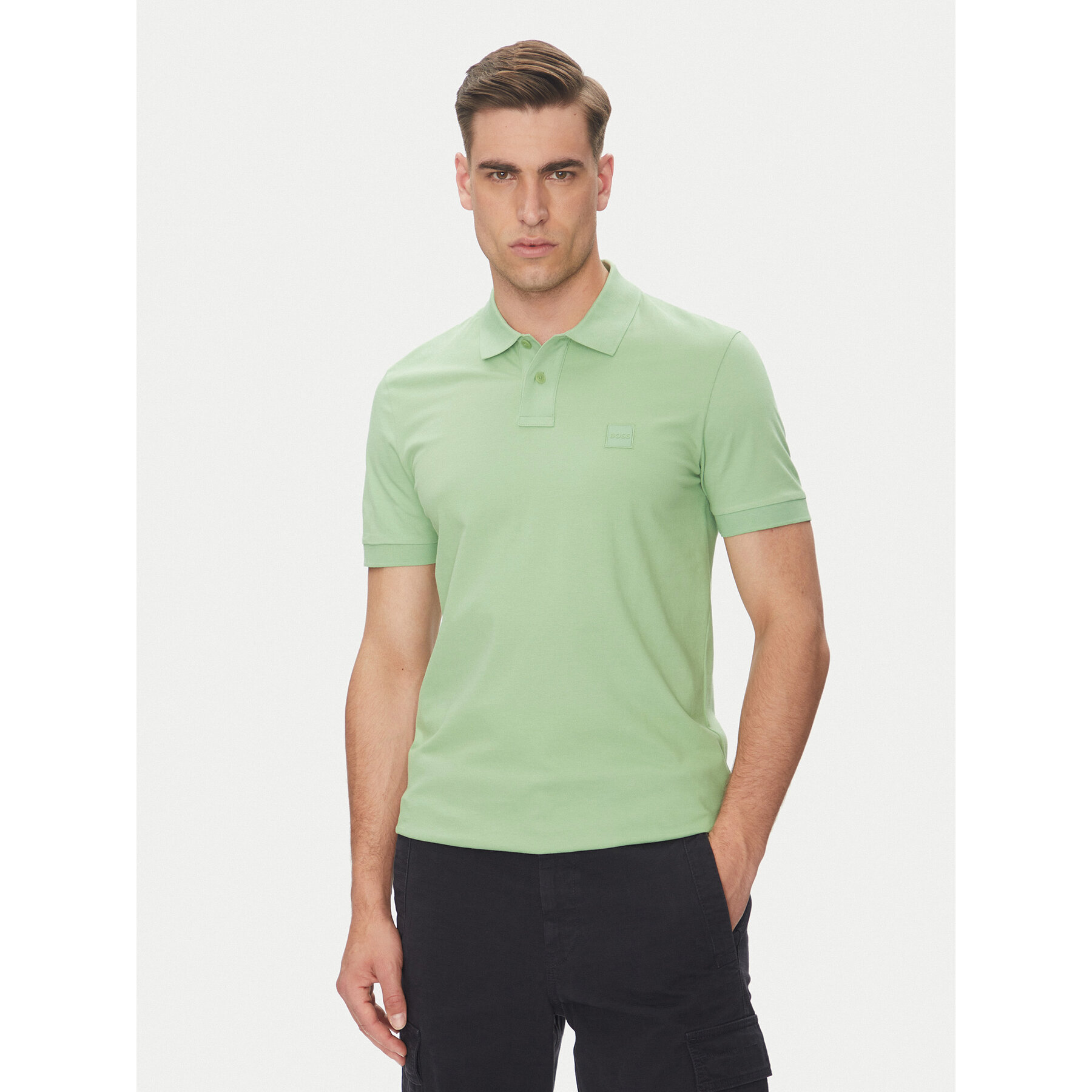 BOSS Pólóing Passenger 50507803 Zöld Slim Fit