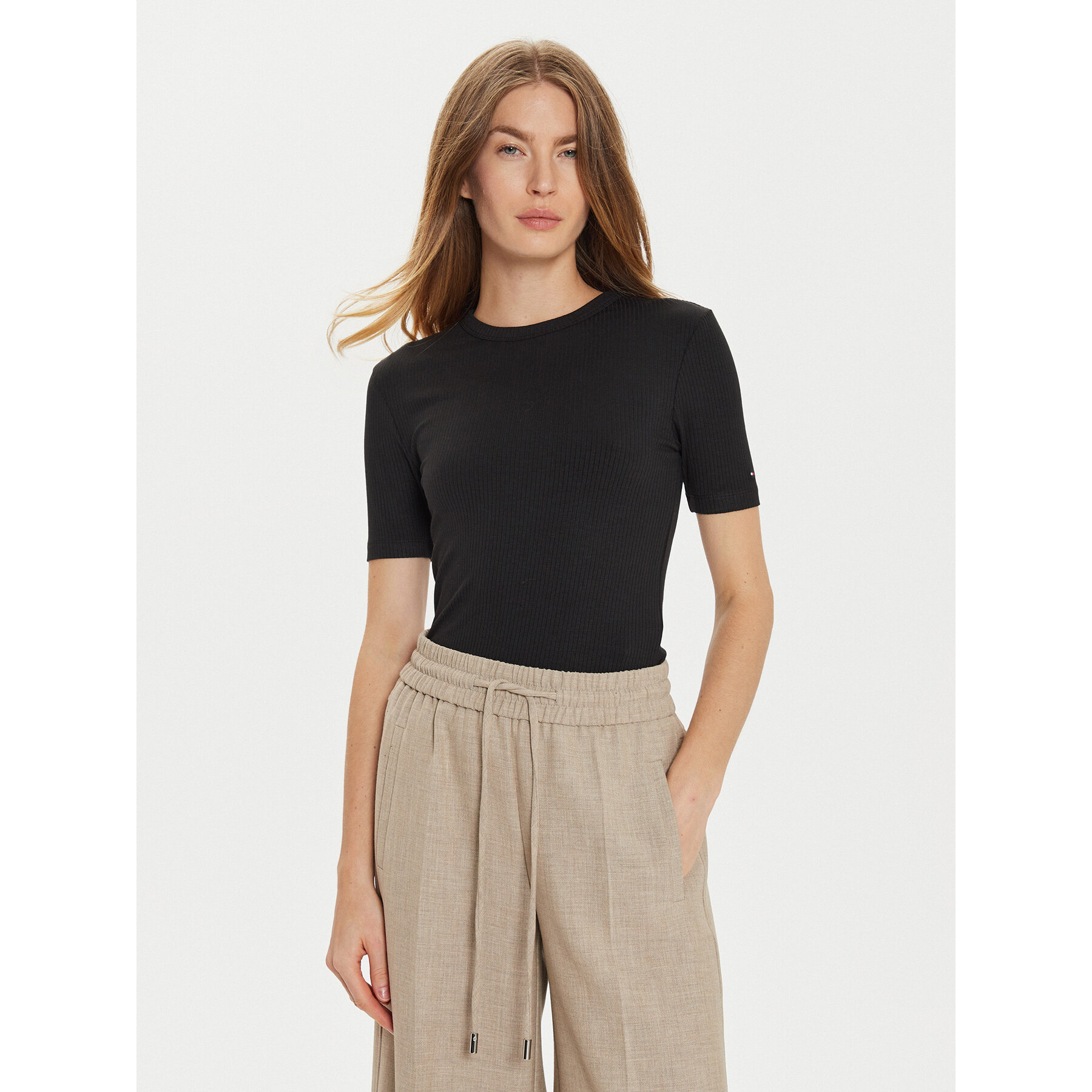 Tommy Hilfiger T-Shirt WW0WW43918 Μαύρο Slim Fit