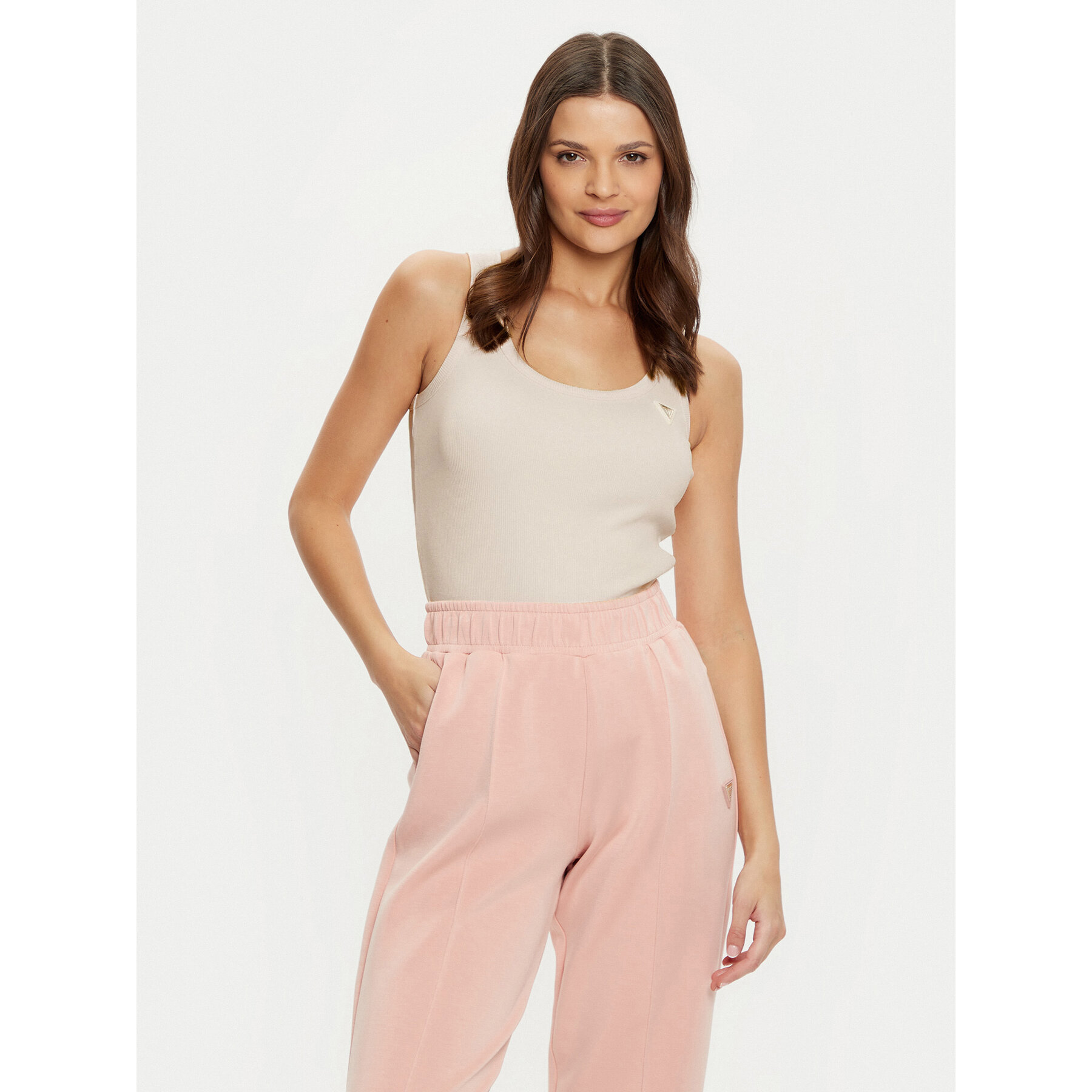 Guess Top V4YP06 K8RT2 Écru Regular Fit