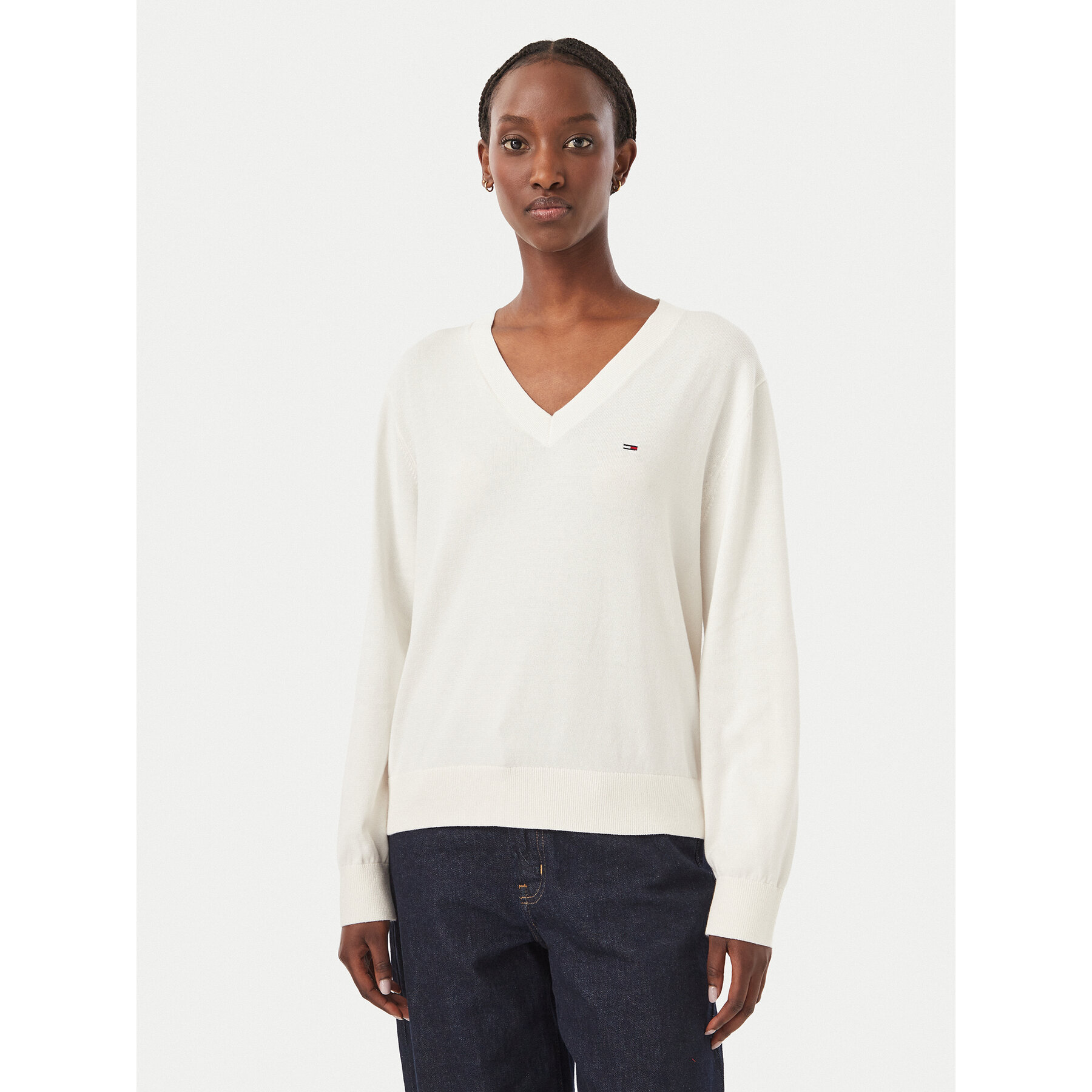 Tommy Jeans Pullover Essential DW0DW23362 Weiß Regular Fit