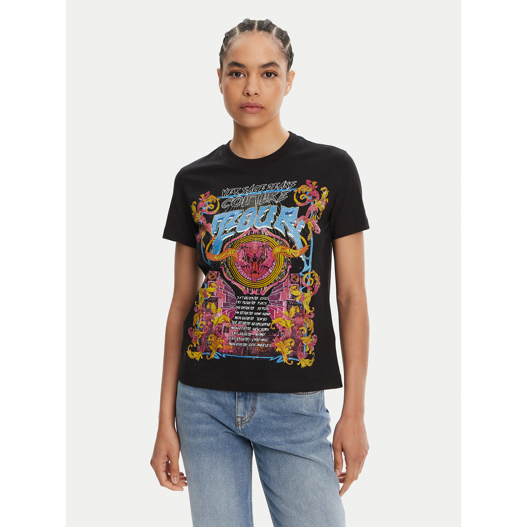 Versace Jeans Couture Marškinėliai 78HAHC03 Juoda Regular Fit