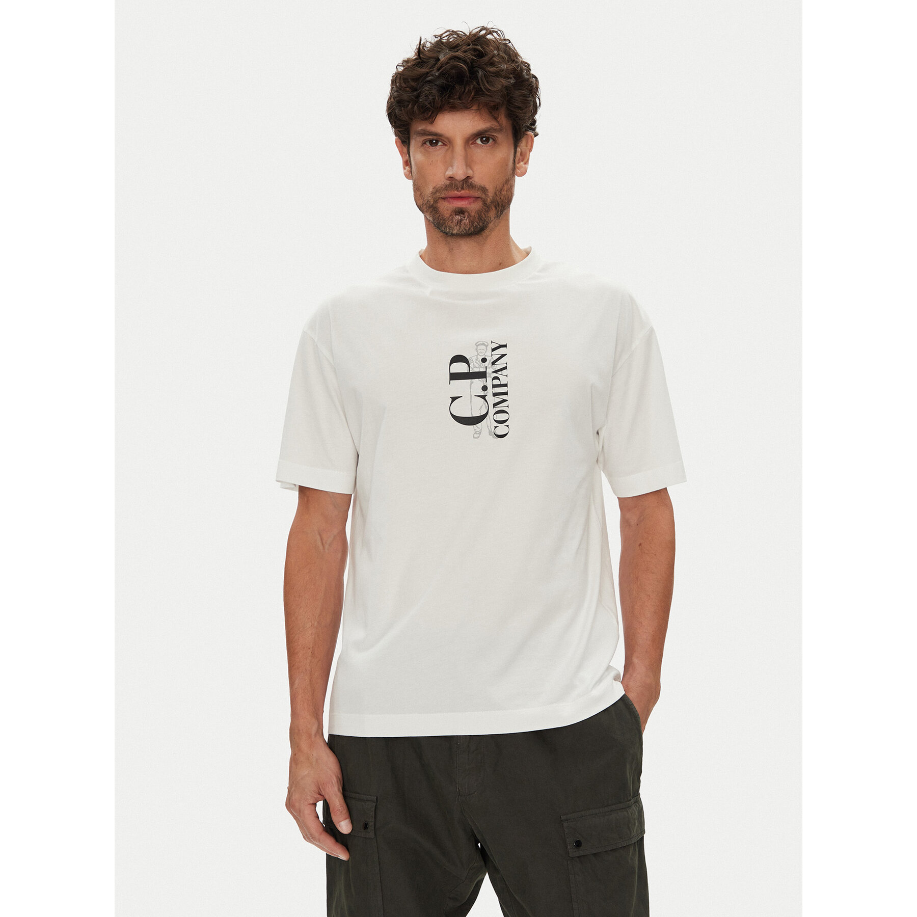 C.P. Company T-shirt 19CMTS092A005100W Écru Regular Fit