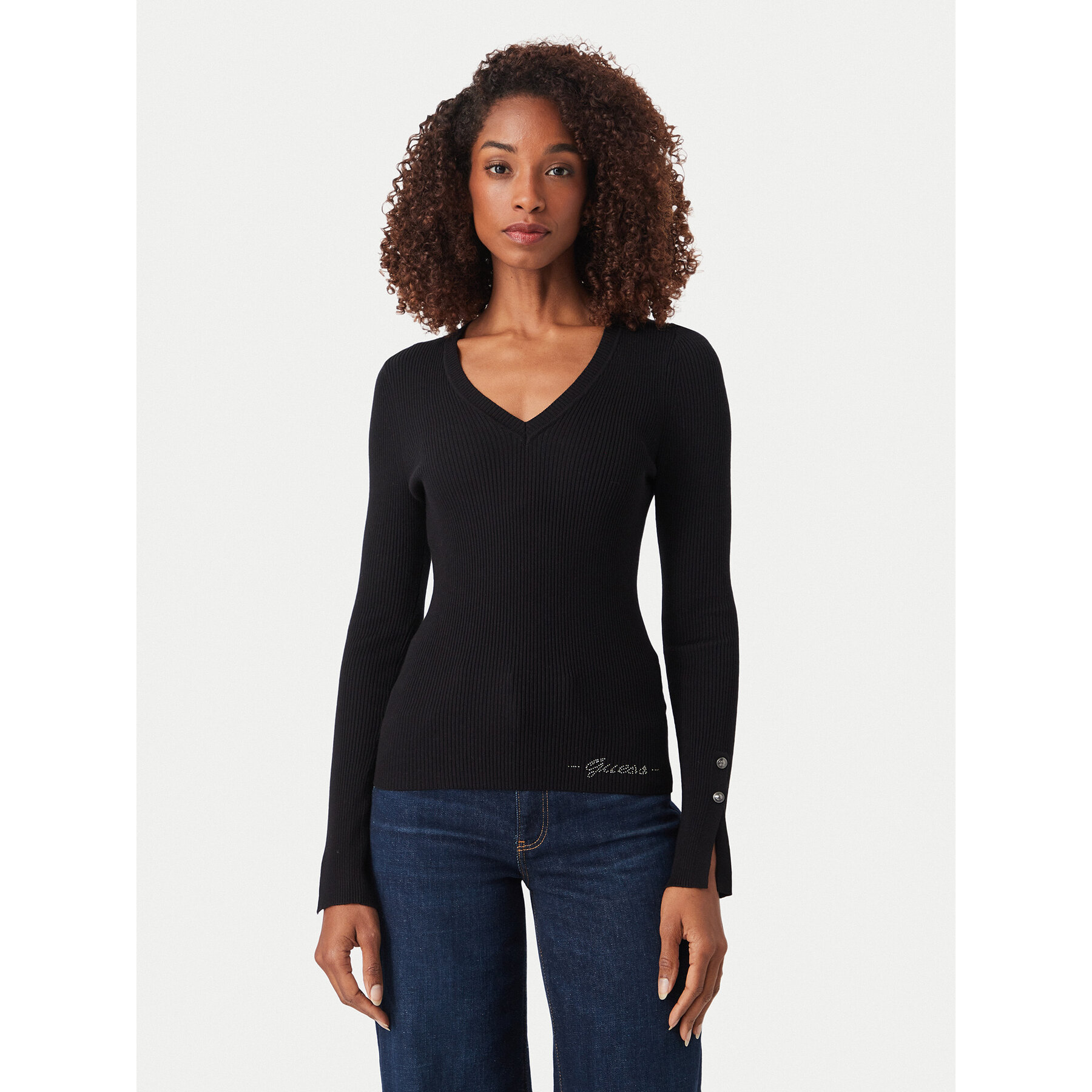 Guess Pullover W6YR10 Z0949 Schwarz Slim Fit