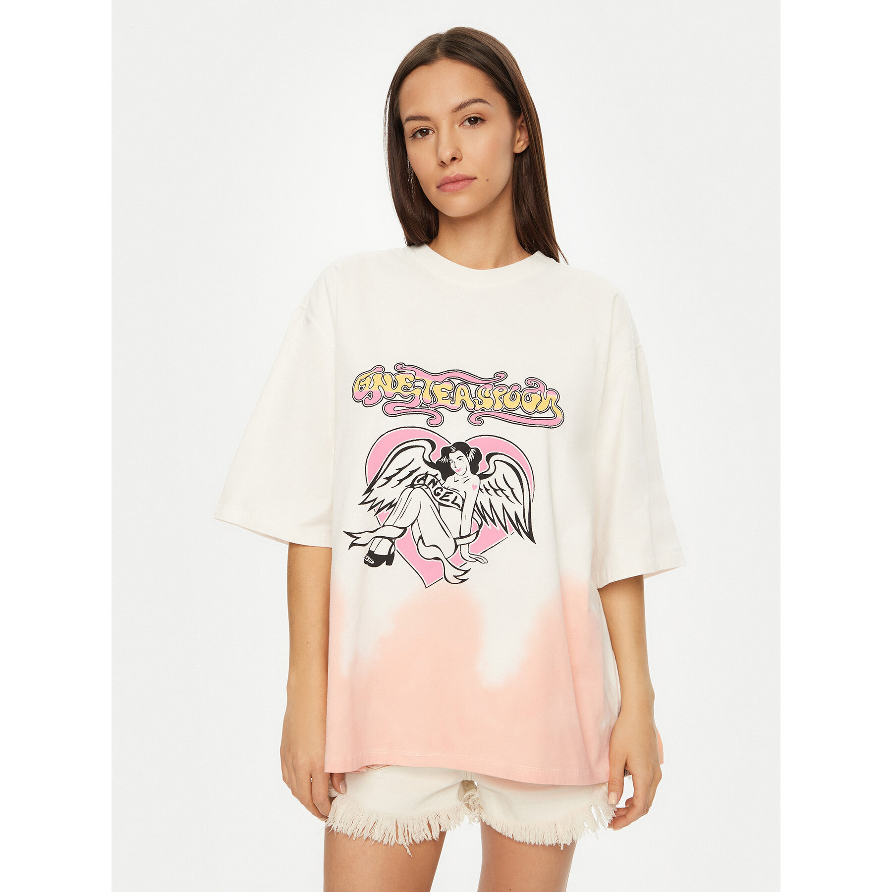 One Teaspoon One Teaspoon T-Shirt Angel 26821 Εκρού Relaxed Fit