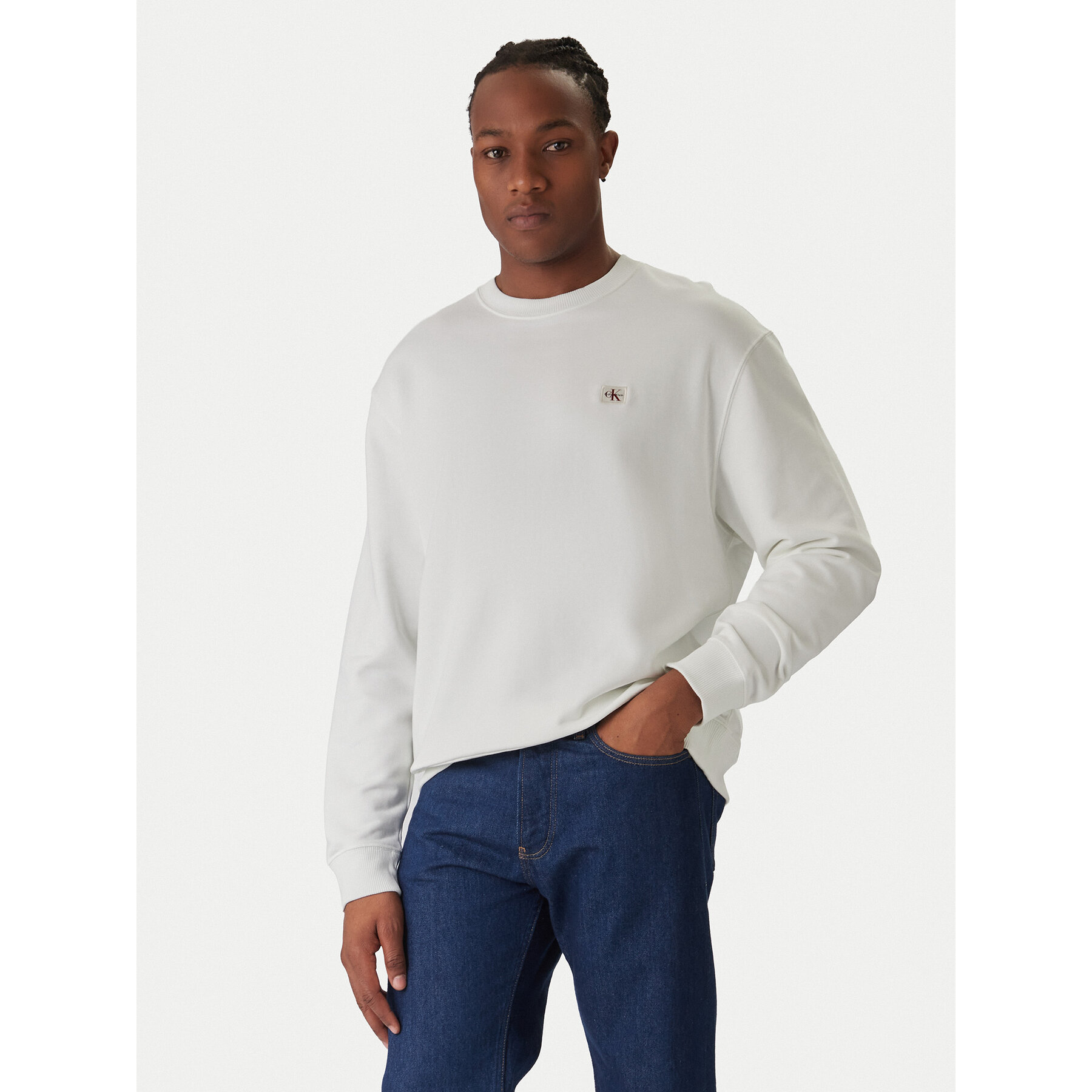 Calvin Klein Jeans Sweatshirt LV04RC273G Weiß Regular Fit