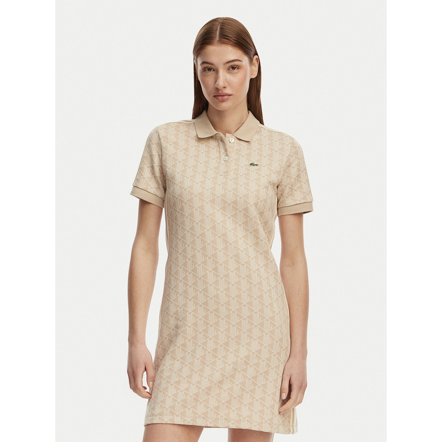 Lacoste Kleid für den Alltag EF2655 Hellbeige Slim Fit