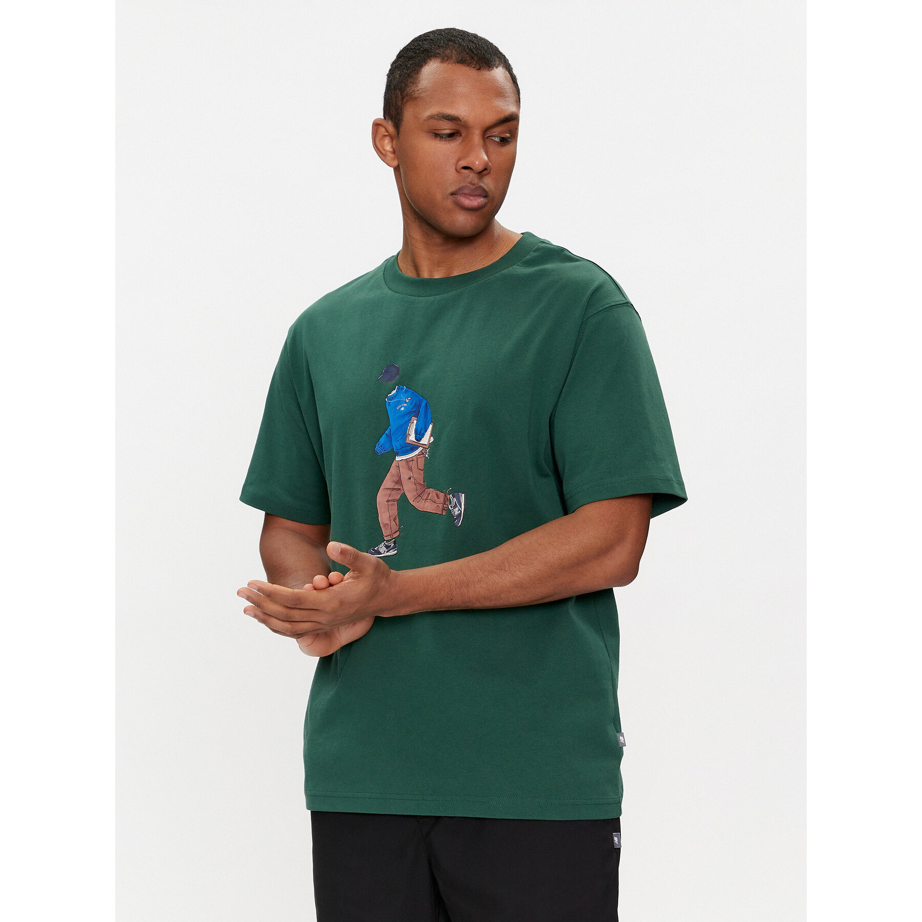 New Balance T-Shirt Athletics MT41579 Grün Relaxed Fit