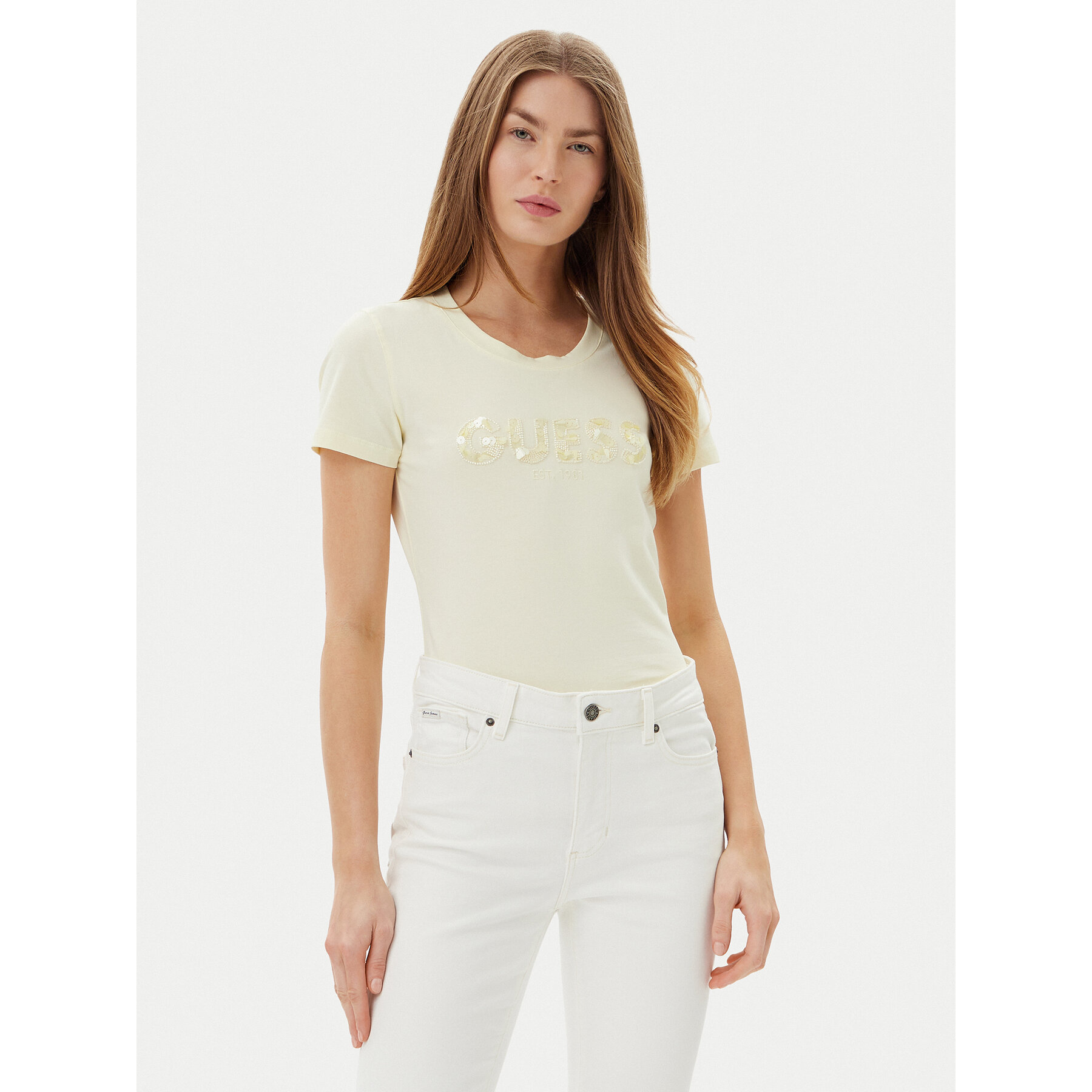 Guess T-Shirt W5GI17 J1314 Giallo Slim Fit
