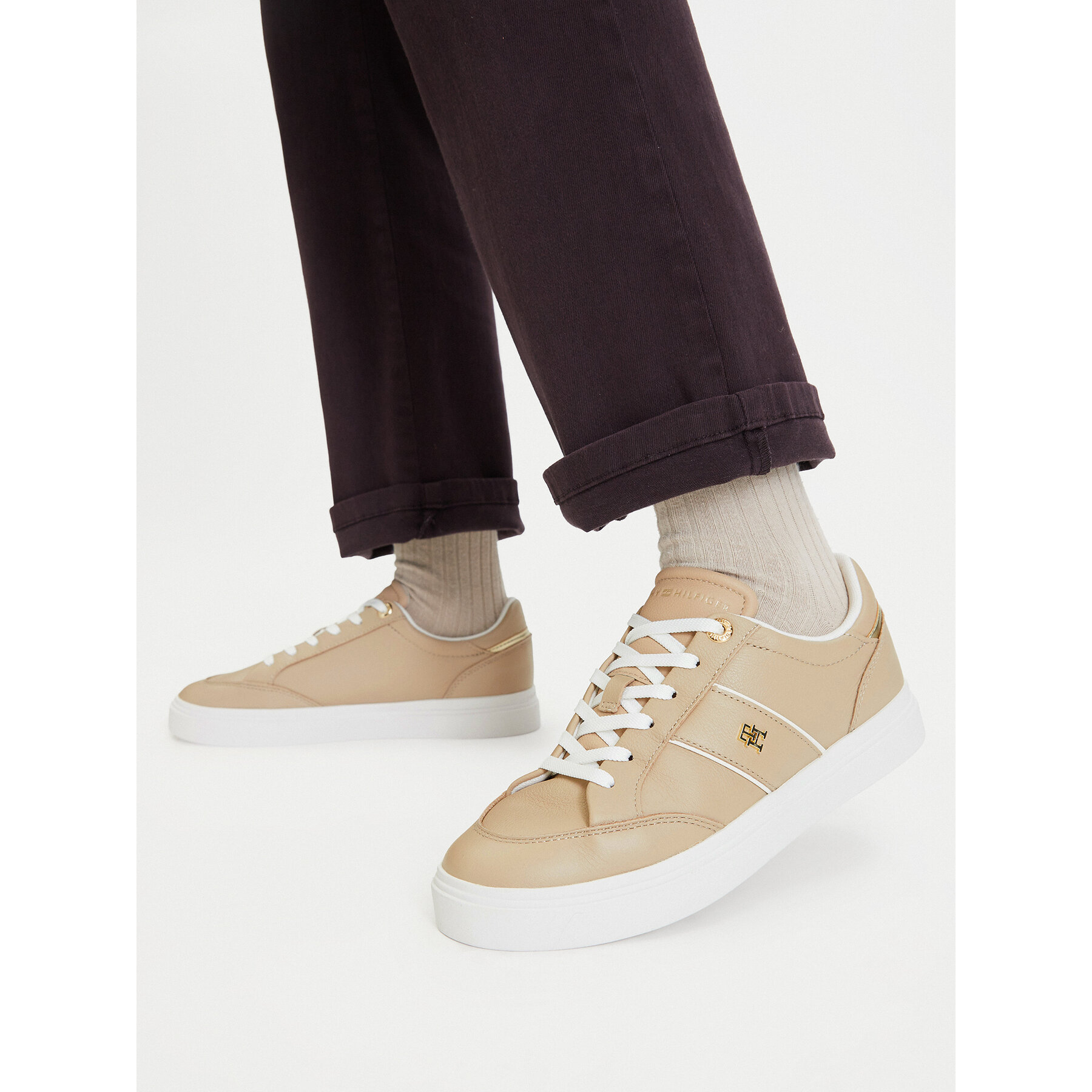Sneakersy Tommy Hilfiger Th Feminine Cupsole FW0FW09600 Béžová