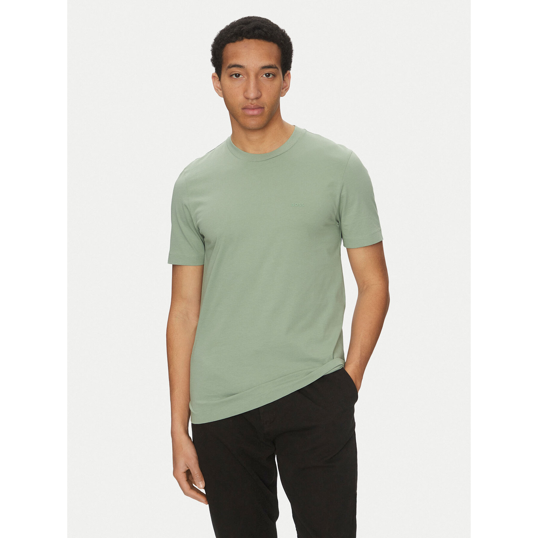 BOSS T-shirt Thompson 01 50468347 Verde Regular Fit