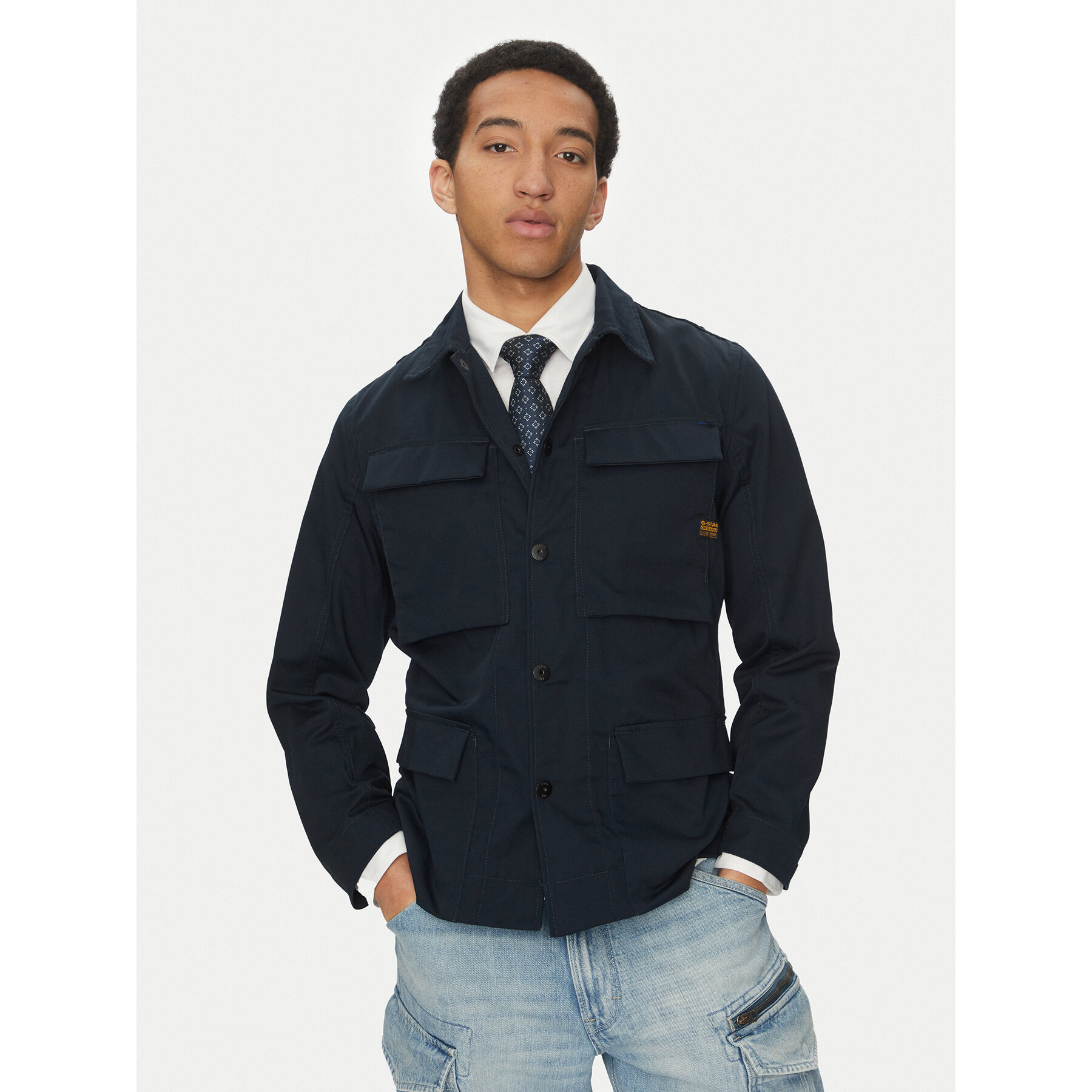G-Star Raw Prijelazna jakna 4 Pkt Overshirt D26429-D387 Tamnoplava Slim Fit