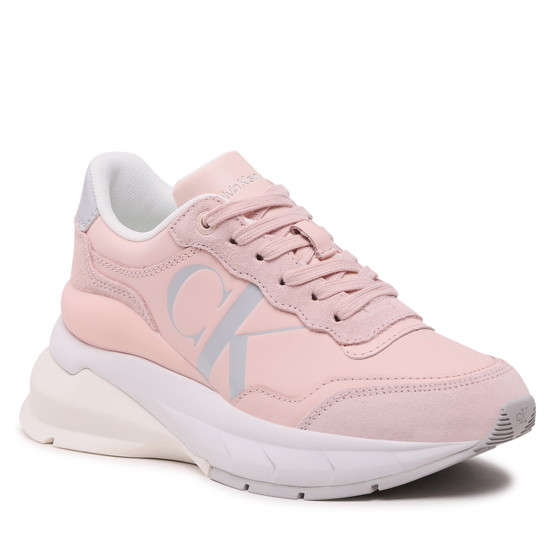 Sneakers Calvin Klein Jeans Wedge Runner Mix Lth YW0YW01099 Peach Blush/Oyster Mushroom/Silver TLL
