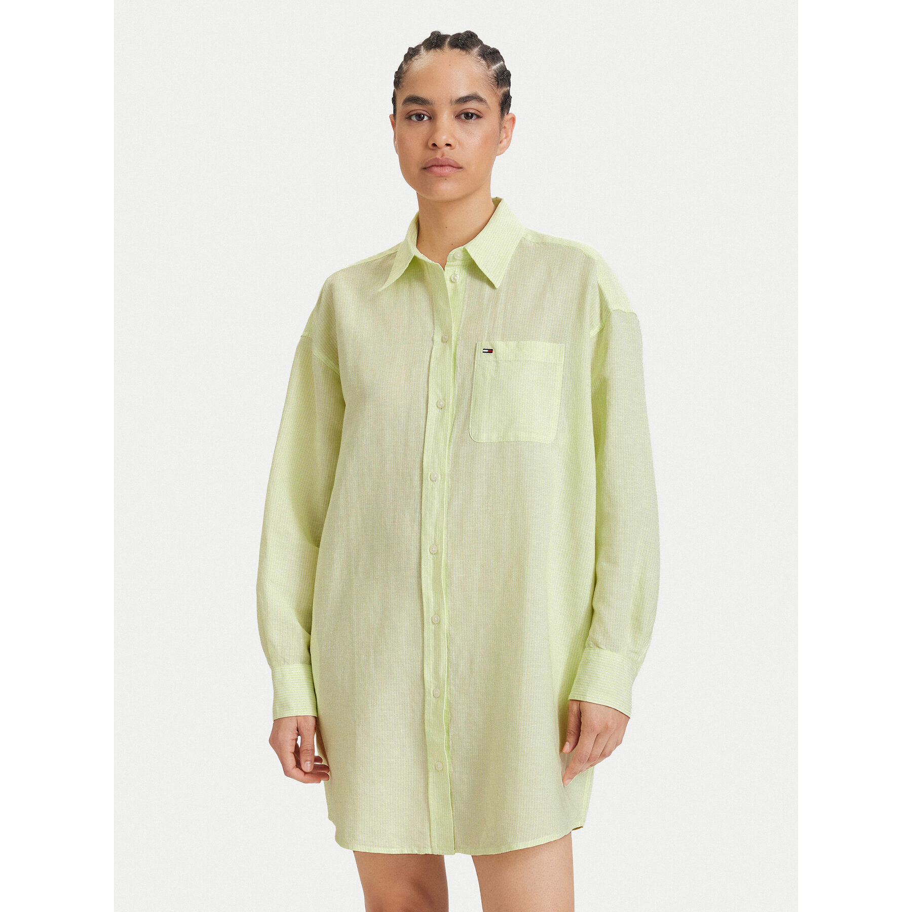Tommy Jeans Hemdkleid DW0DW22344 Hellgrün Relaxed Fit