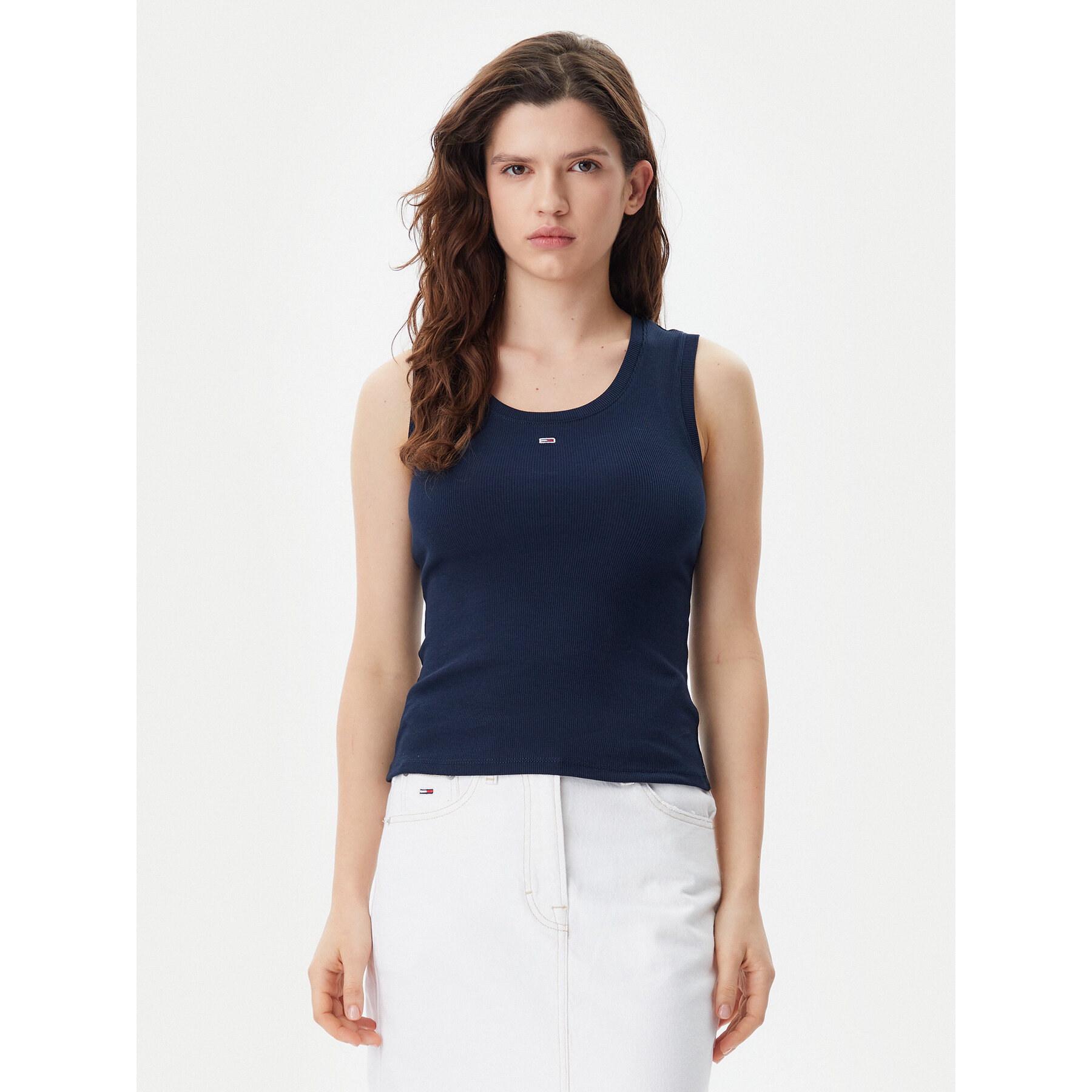 Tommy Jeans Top Essential DW0DW20673 Tamnoplava Slim Fit