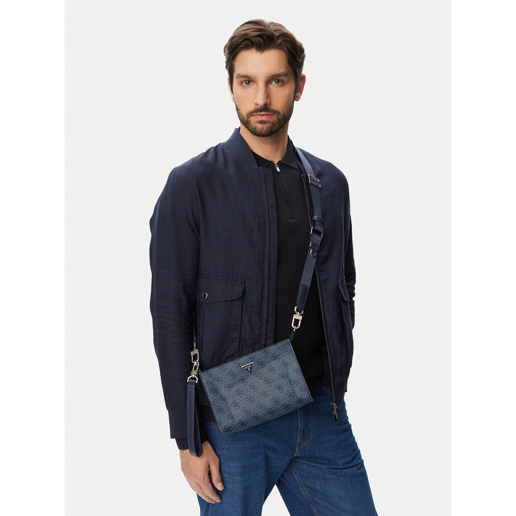 Geantă crossover Guess HMMILO P6157 Bleumarin