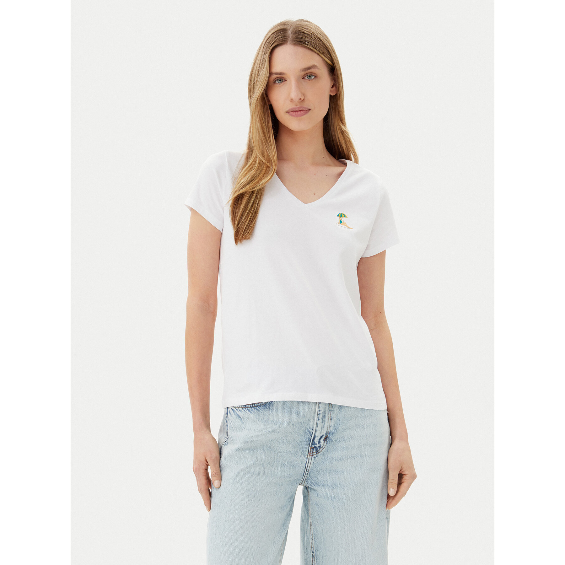 Pieces Majica Tilly 17157705 Bela Regular Fit