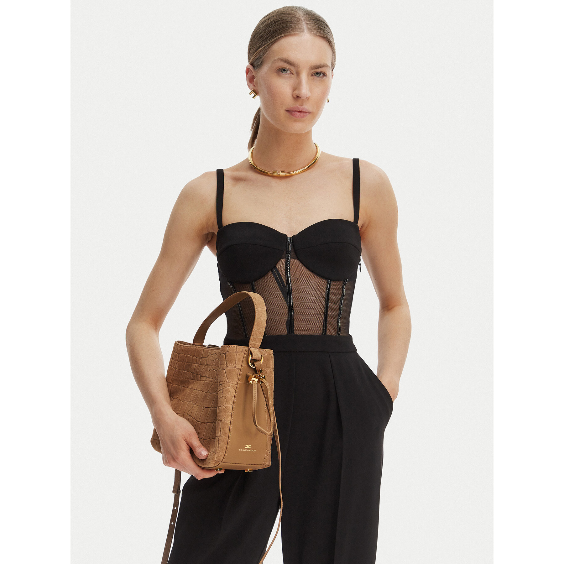 Дамска чанта Elisabetta Franchi BS-21H-61E2-V720 Кафяв