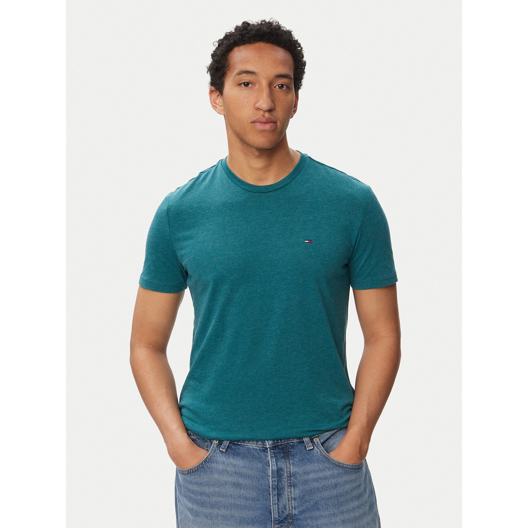 Tommy Jeans T-Shirt Jaspe Htr Tee Ext DM0DM20363 Türkisfarben Slim Fit