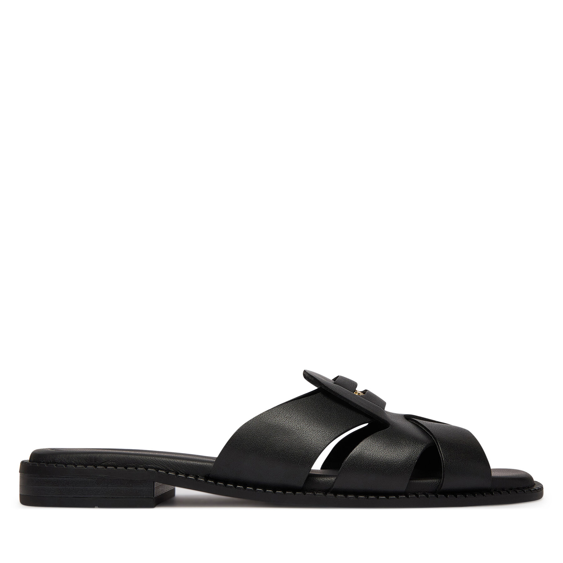 Şlapi Tommy Hilfiger Leather Crest Square Toe Sandals FW0FW09126 Negru