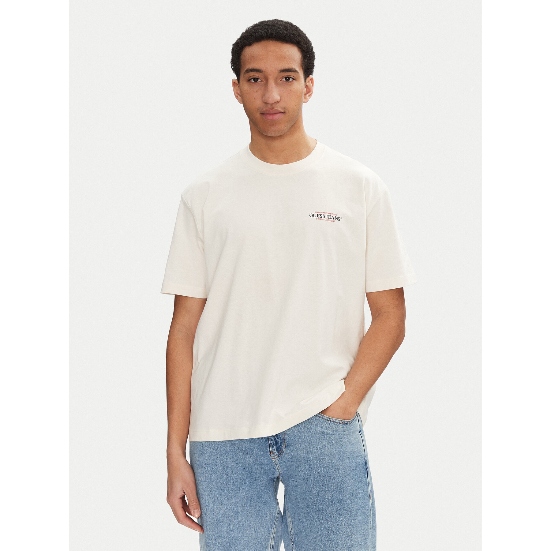 Guess Jeans Póló M4BI75 K8FQ4 Ekru Overshirt Fit