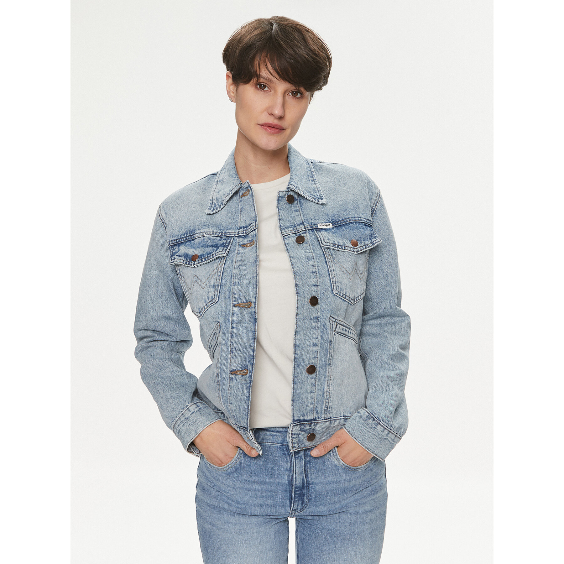 Wrangler Jeansjacke Heritage 112350342 Blau Regular Fit
