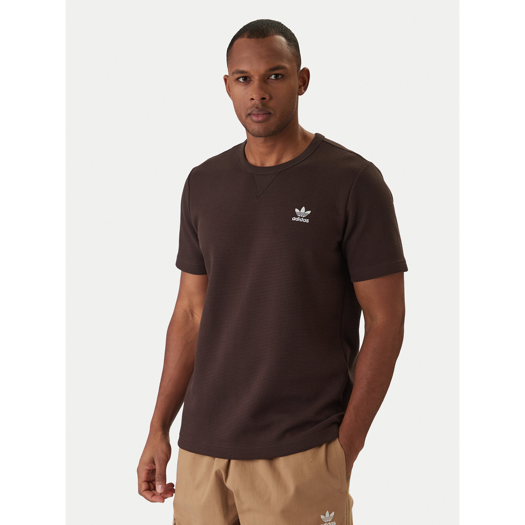 adidas T-Shirt Trefoil Essentials Waffle KE1136 Καφέ Regular Fit