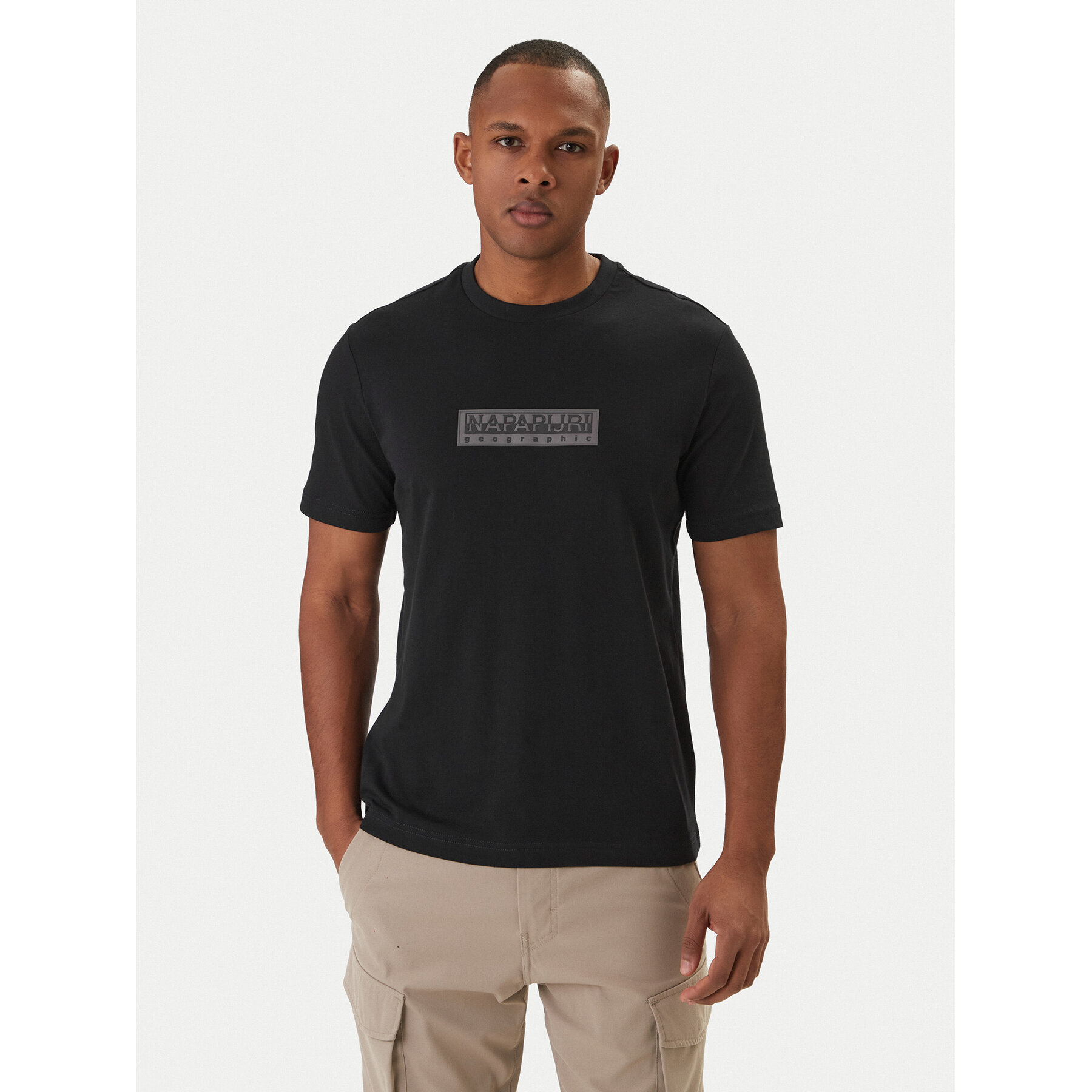 Napapijri Camiseta S-Box Logo NP0A4IFL Negro Regular Fit