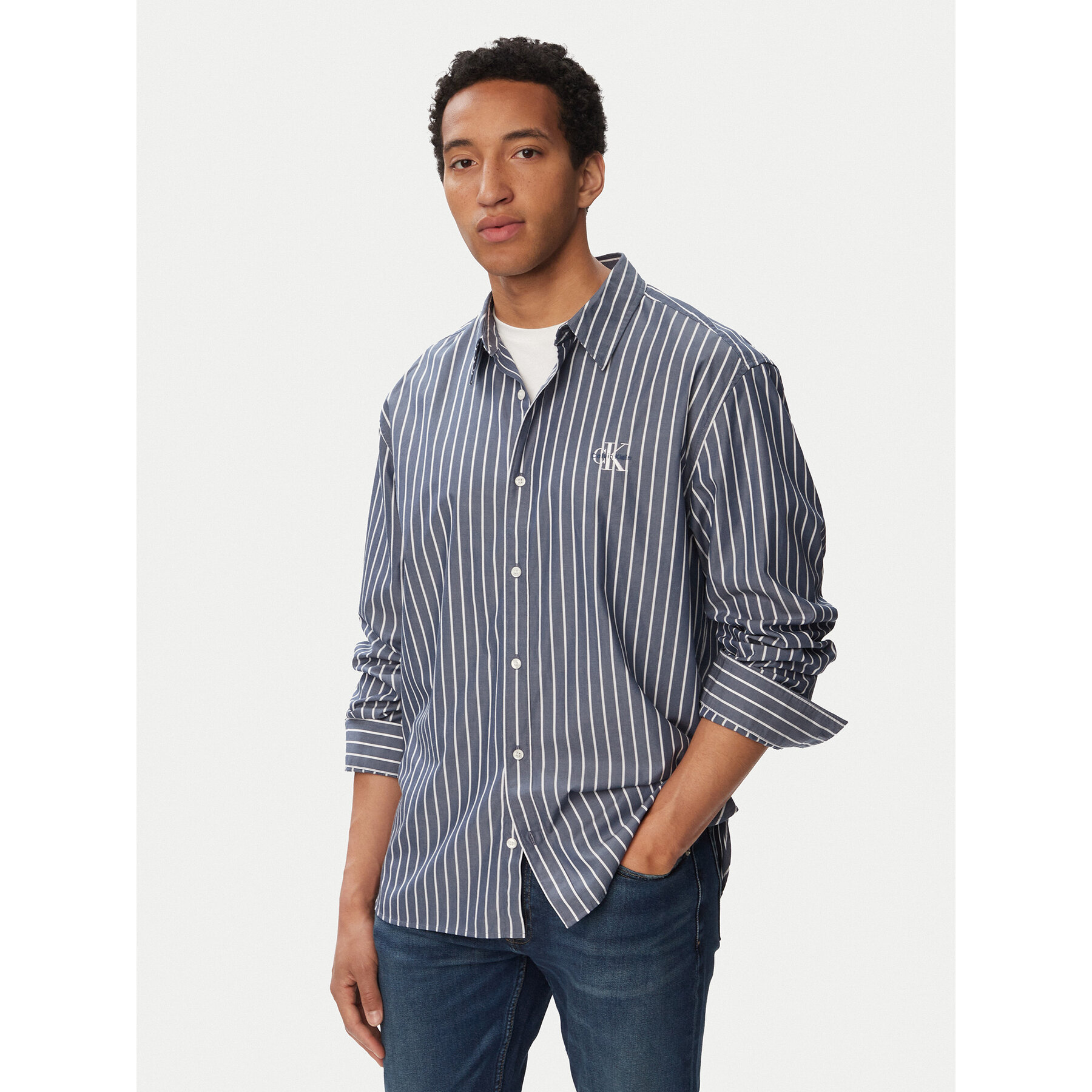 Calvin Klein Jeans Hemd Ls Yd LV04RF106G Blau Regular Fit