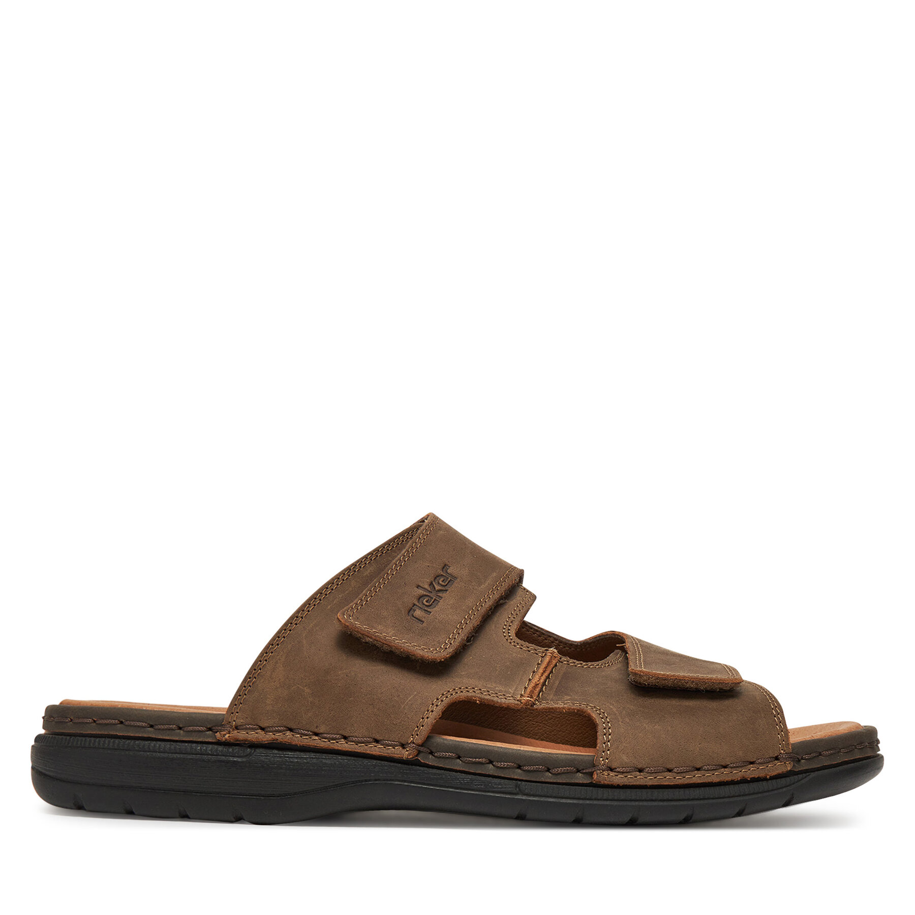 Herren Pantoletten Rieker, Schuhgröße 41, Braun, 25592-25