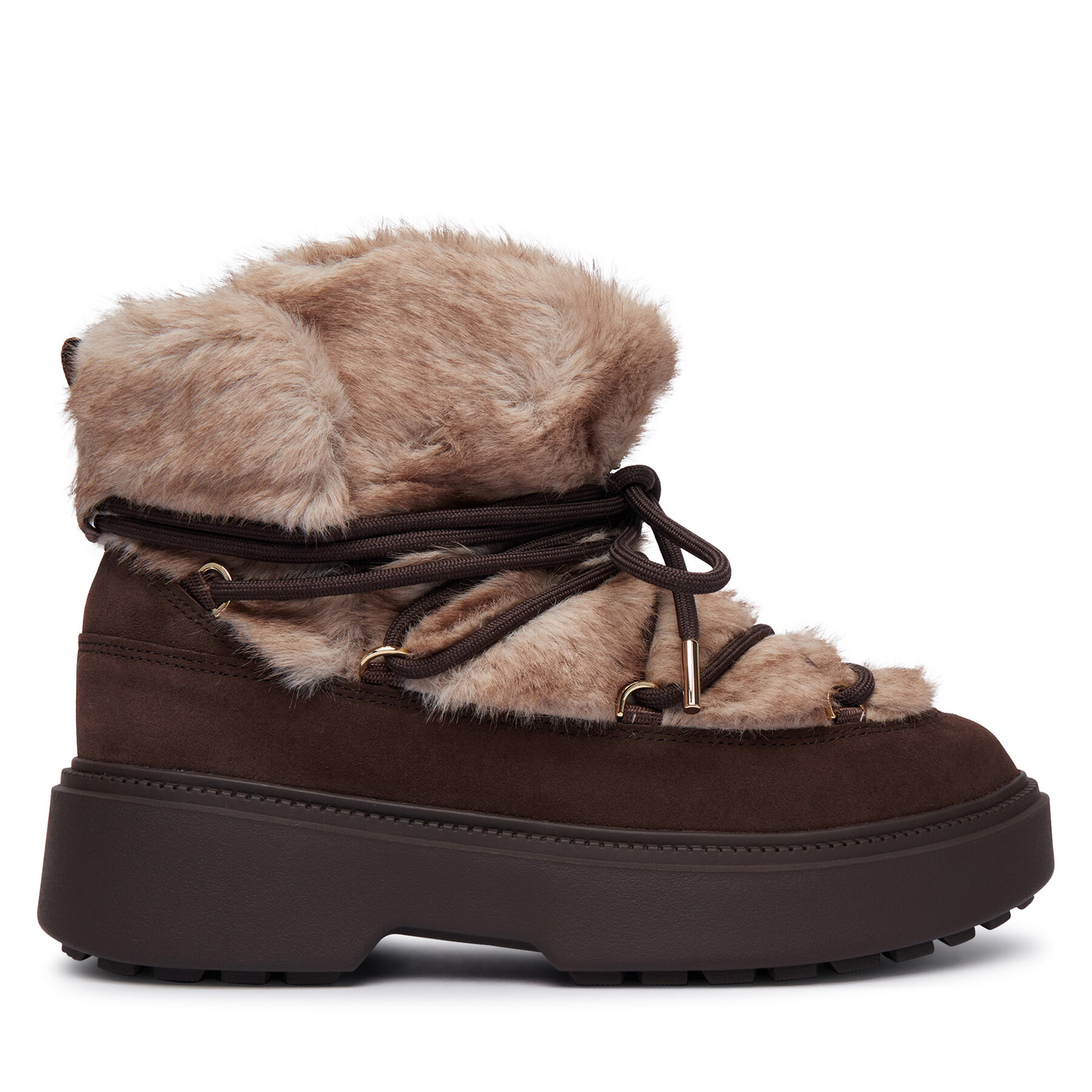 Snehule Tommy Hilfiger Fur Suede Lace-Up Snow Boot FW0FW09545 Hnedá