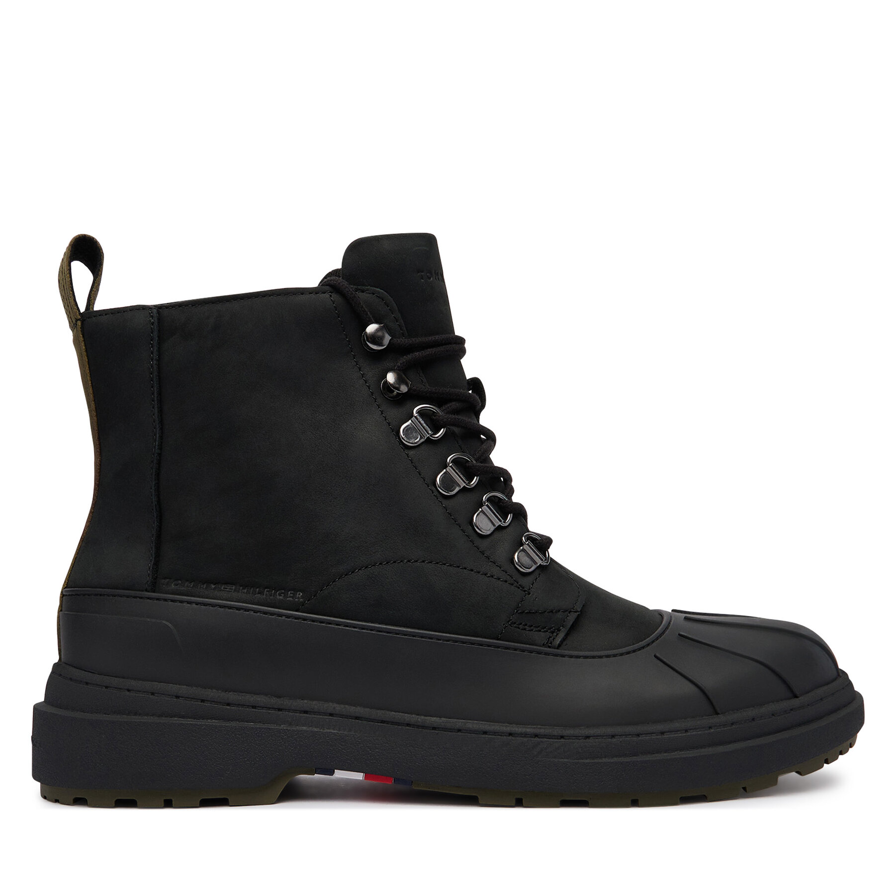 Schnürschuhe Tommy Hilfiger Outdoor Rubber Lth Boot Wpm FM0FM05957 Schwarz